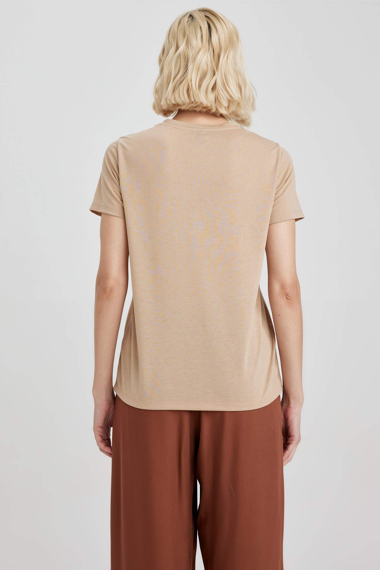 Regular Fit Bisiklet Yaka Baskılı Kısa Kollu Tişört