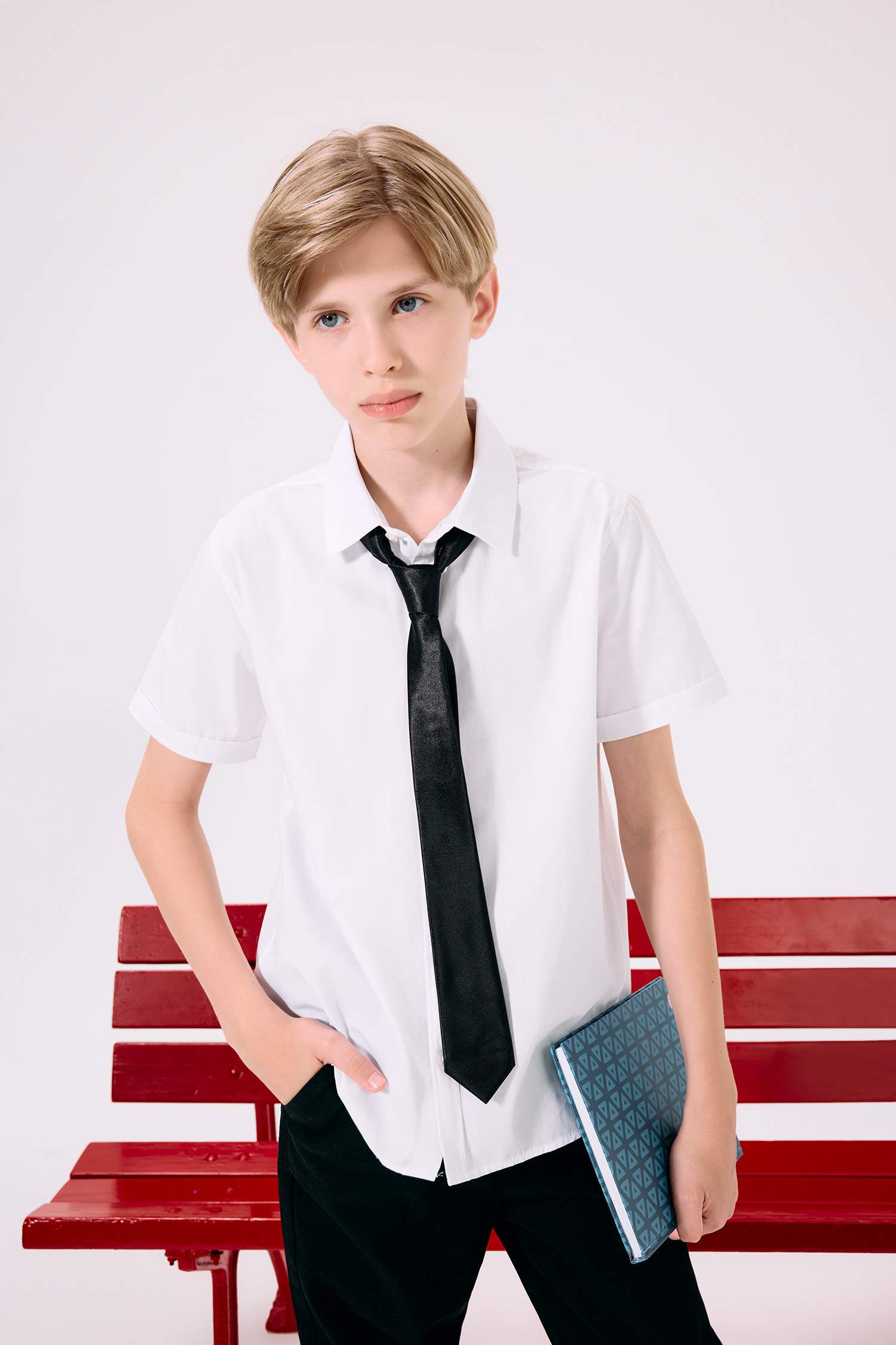 Boy Polo Neck Poplin Short Sleeve Shirt