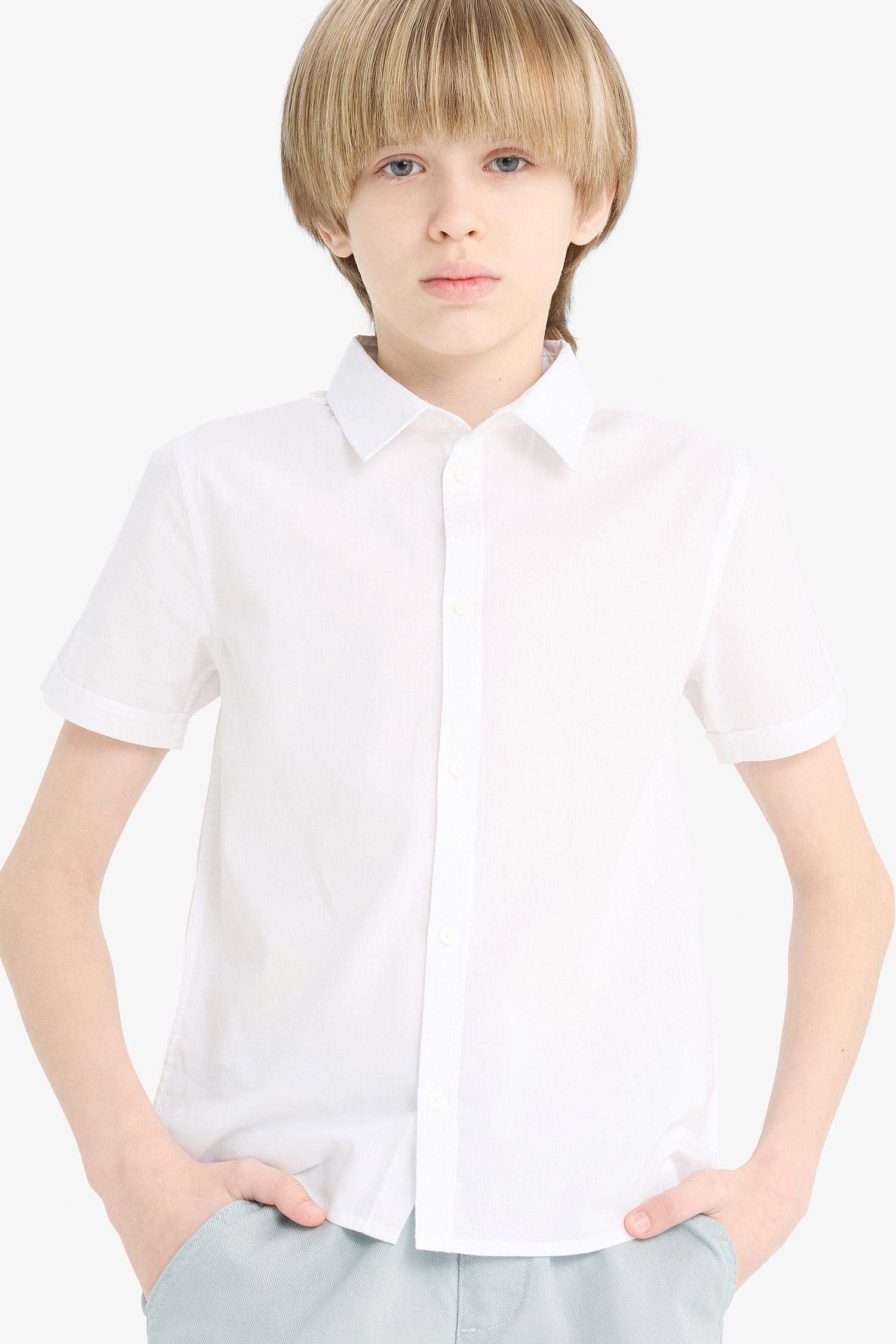 Boy Polo Neck Poplin Short Sleeve Shirt