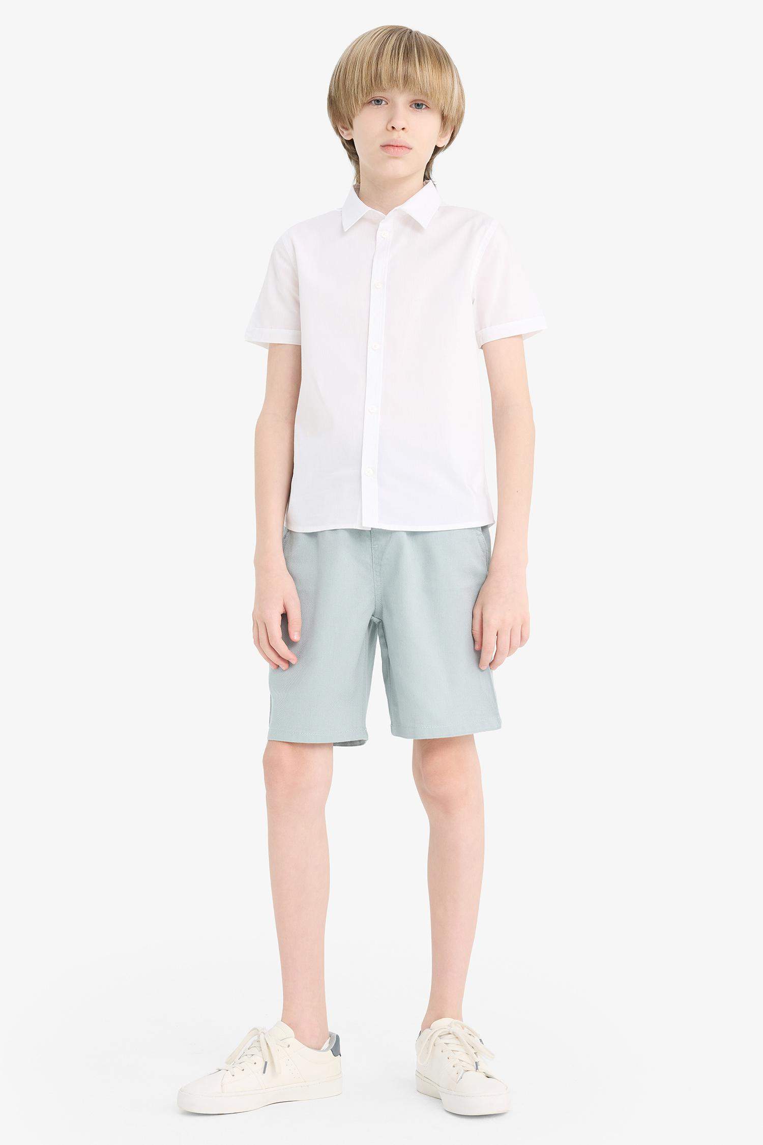 Boy Polo Neck Poplin Short Sleeve Shirt