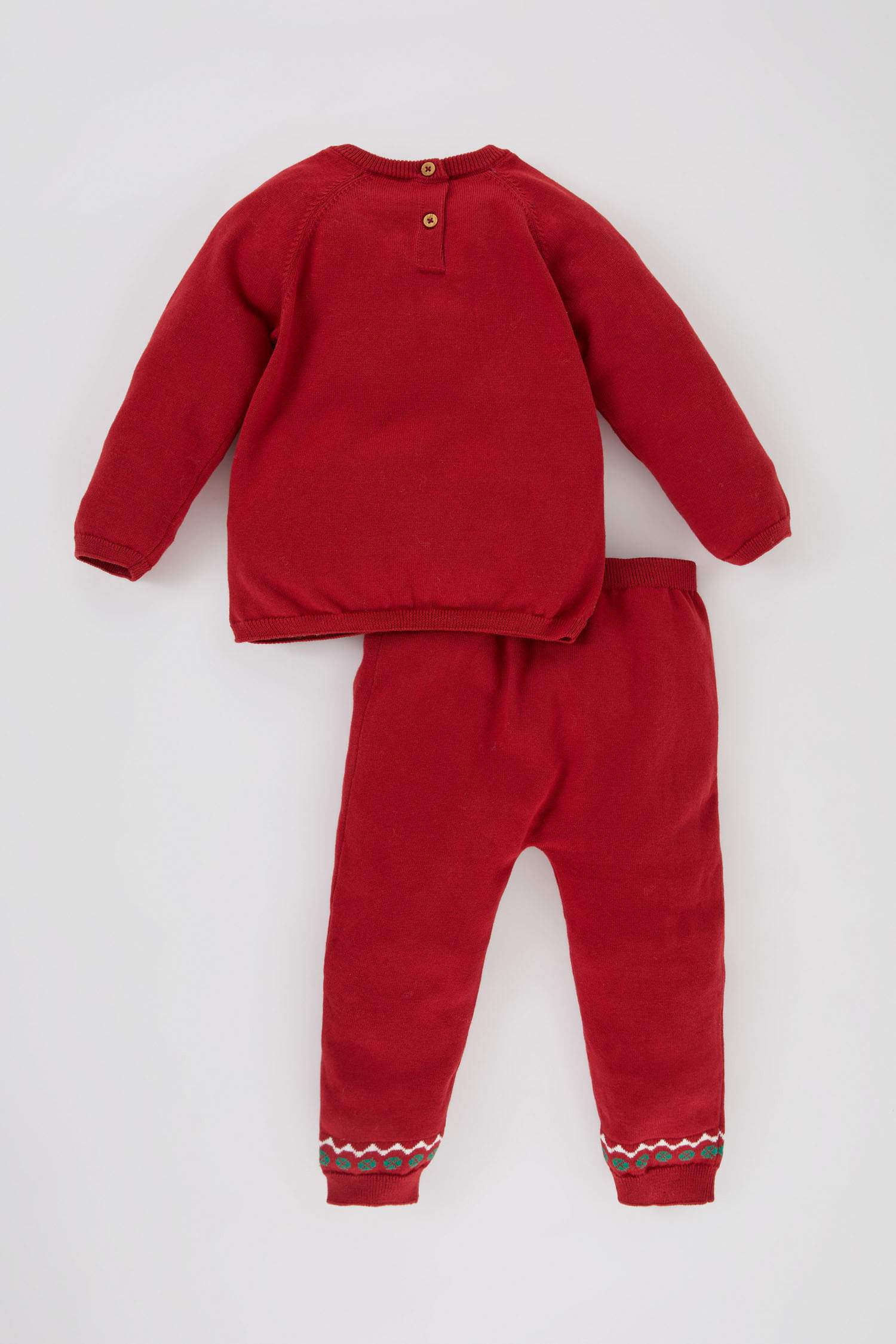 Baby Girl New Year Themed Pullover Pants Cotton Knitted 2 Piece Set