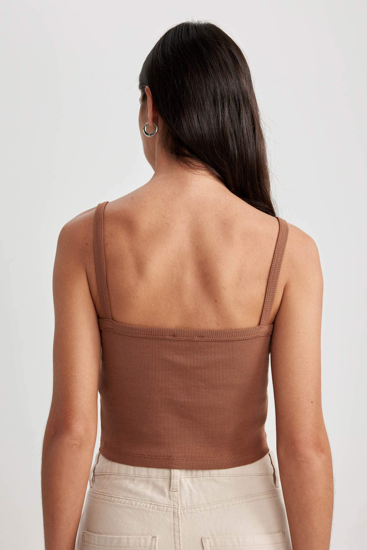 Fitted U Yaka Korse Görünümlü Fitilli Kaşkorse Atlet