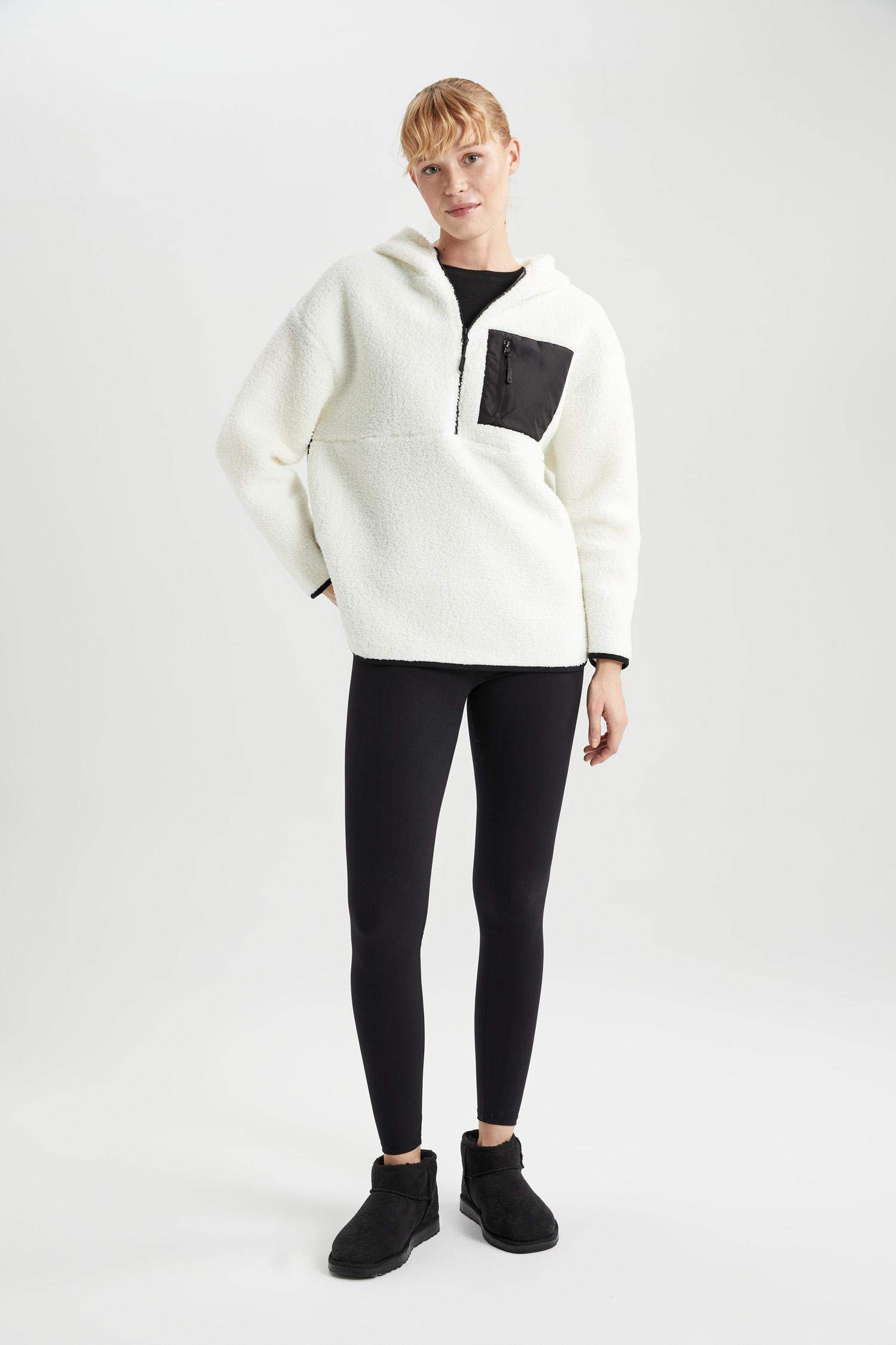 Світшот стандартного крою з капюшоном на блискавці Фліс для жінок