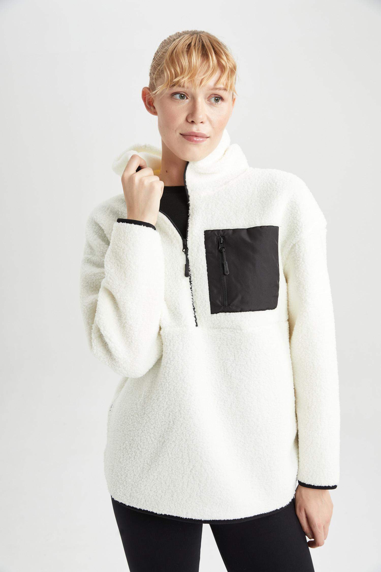 Світшот стандартного крою з капюшоном на блискавці Фліс для жінок