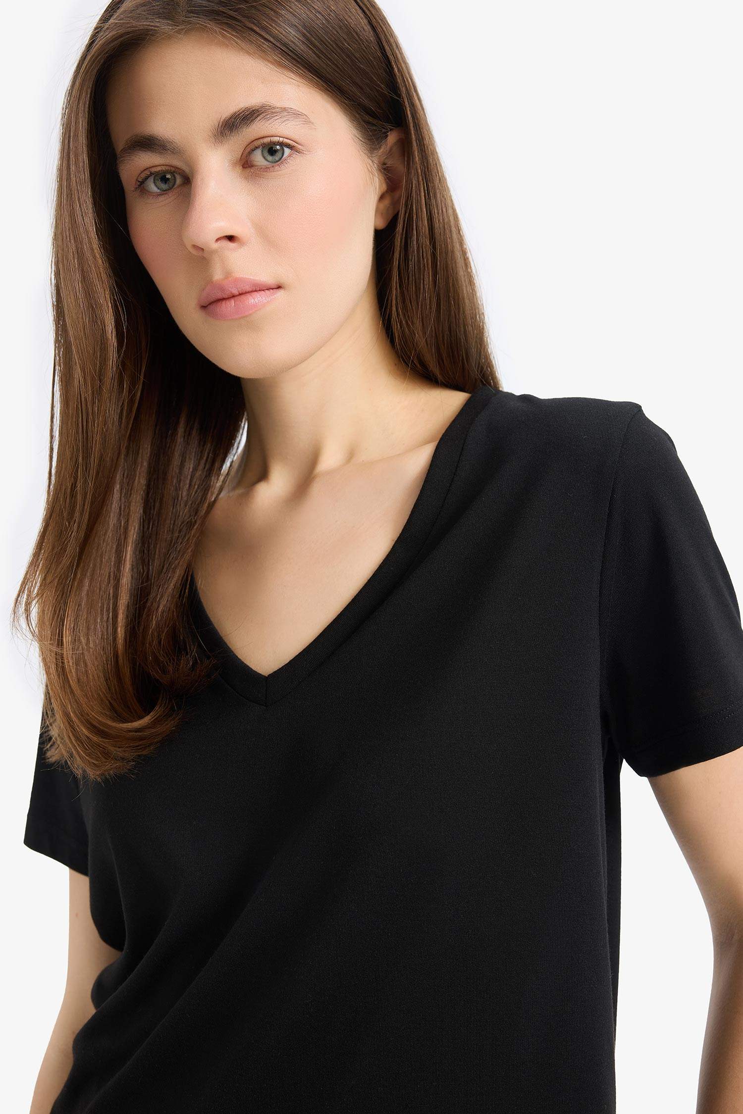 Regular Fit V Neck Basic T-Shirt