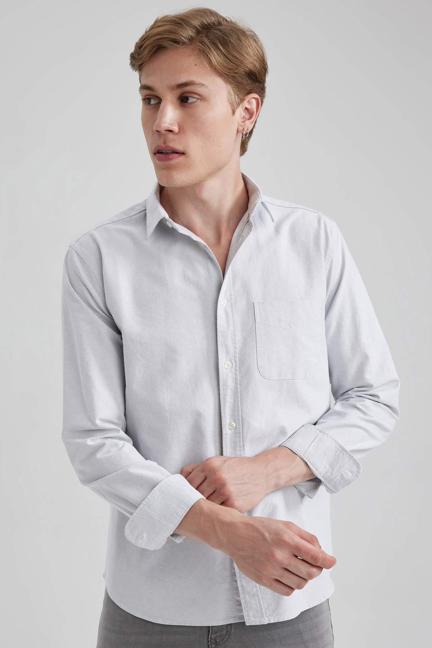 Сорочка з довгим рукавом стандартного крою Оксфорд для чоловіків