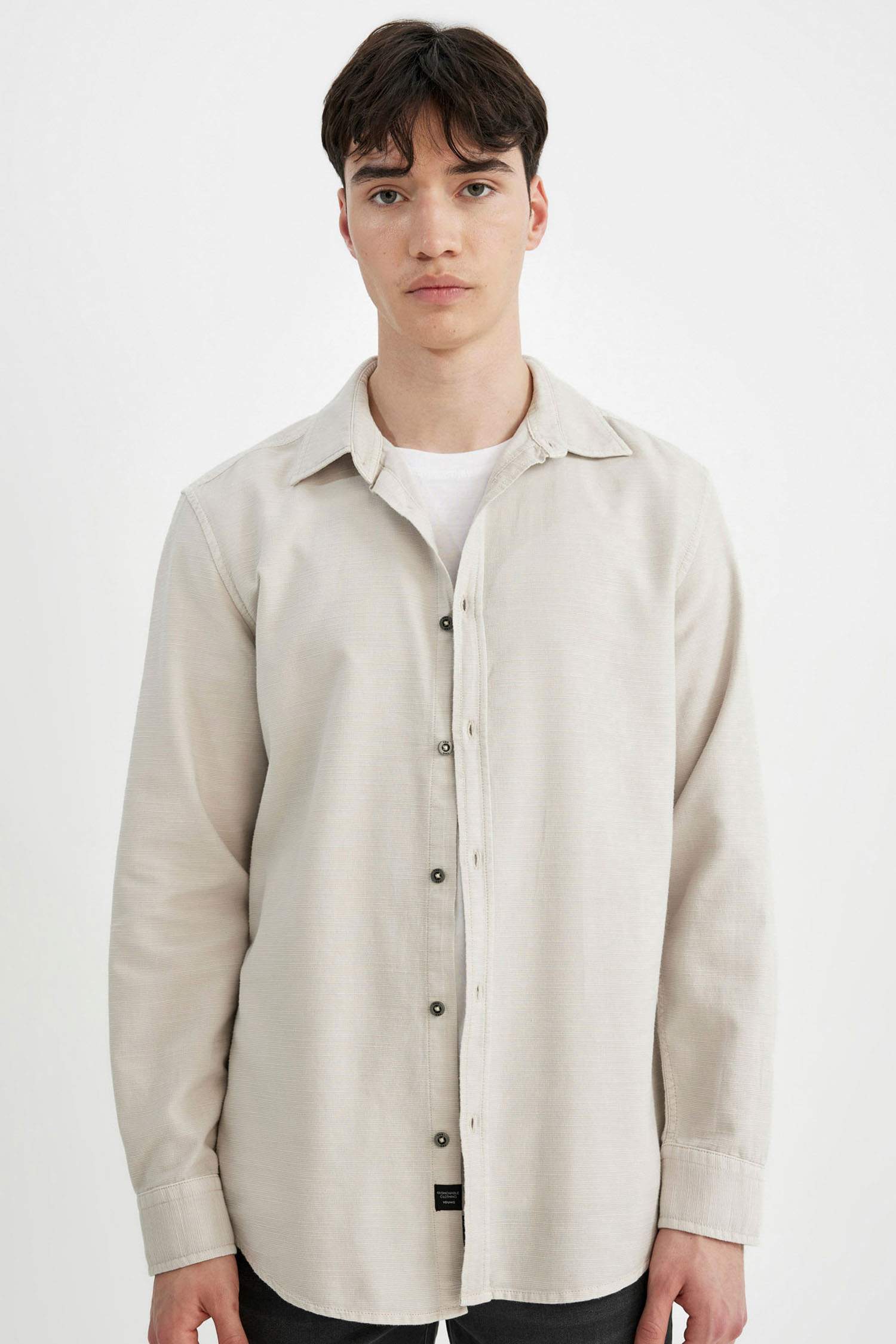 قميص قطن سليم فيت ردن طويل