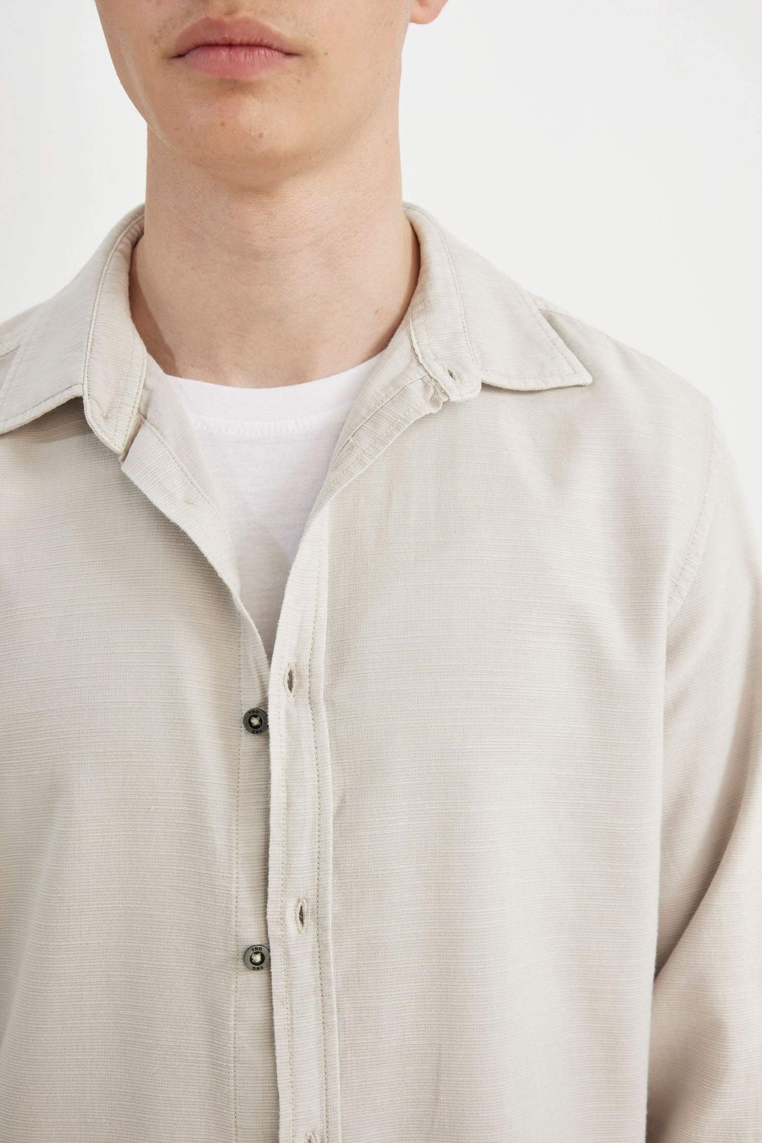 قميص قطن سليم فيت ردن طويل