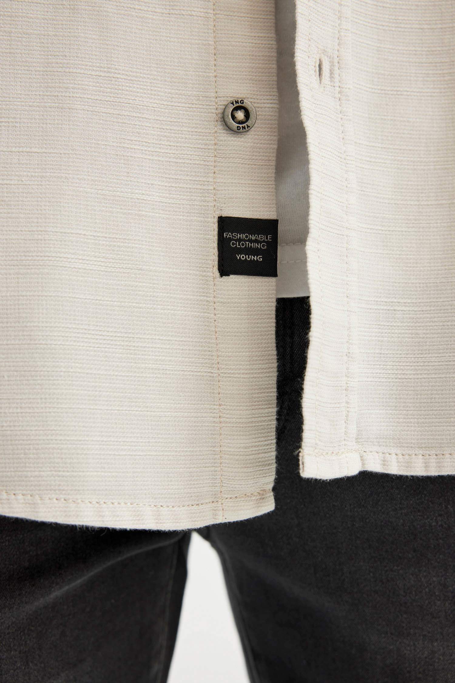 قميص قطن سليم فيت ردن طويل