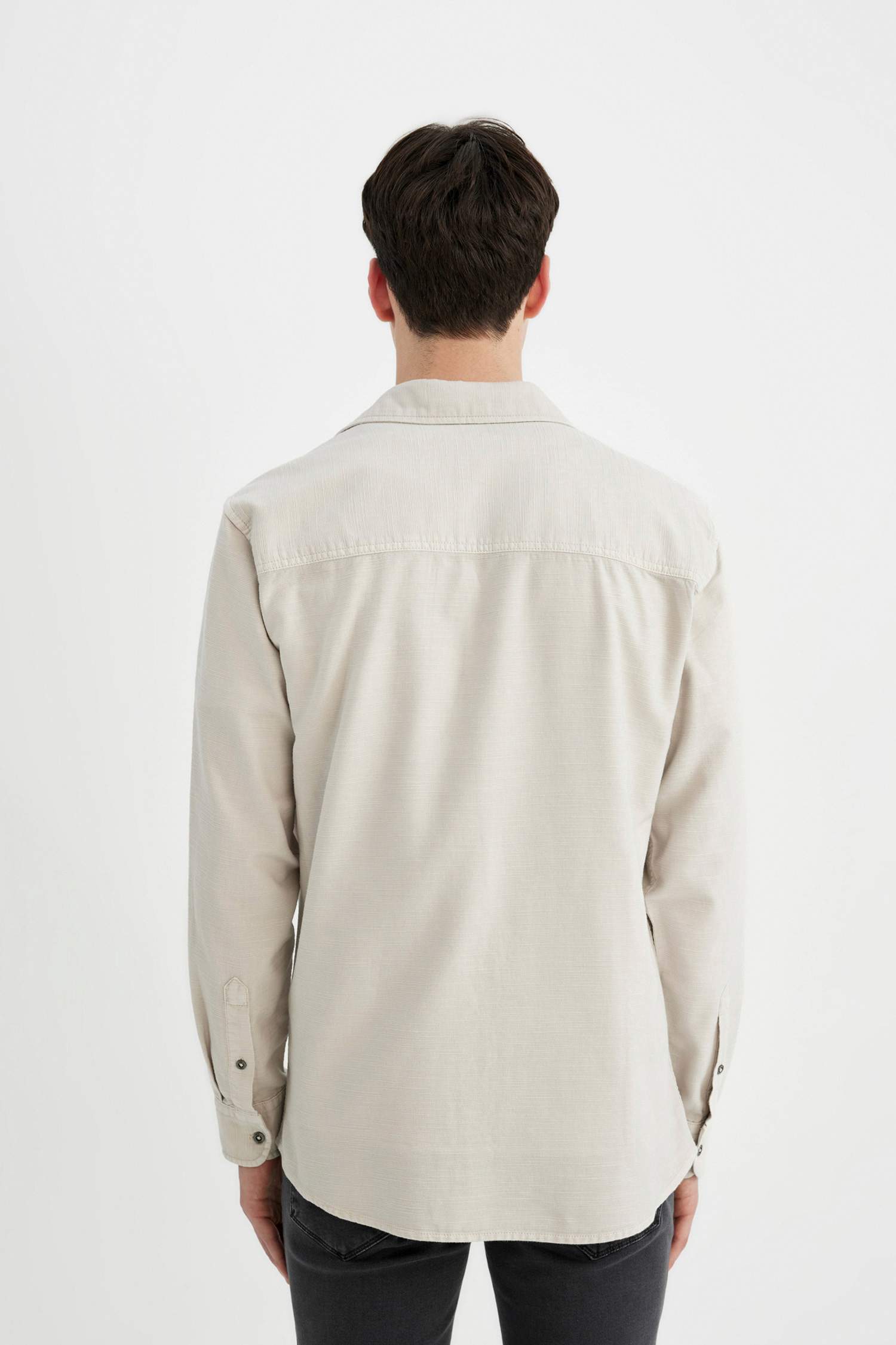 قميص قطن سليم فيت ردن طويل