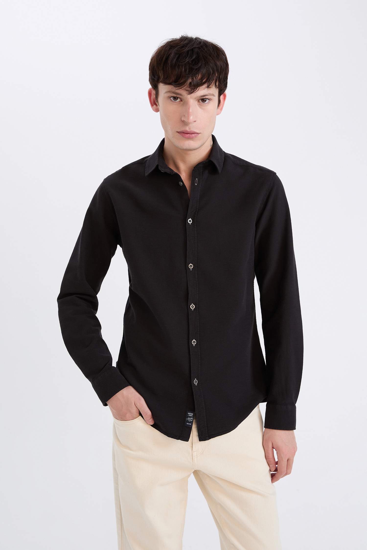 Slim Fit Cotton Long Sleeve Shirt
