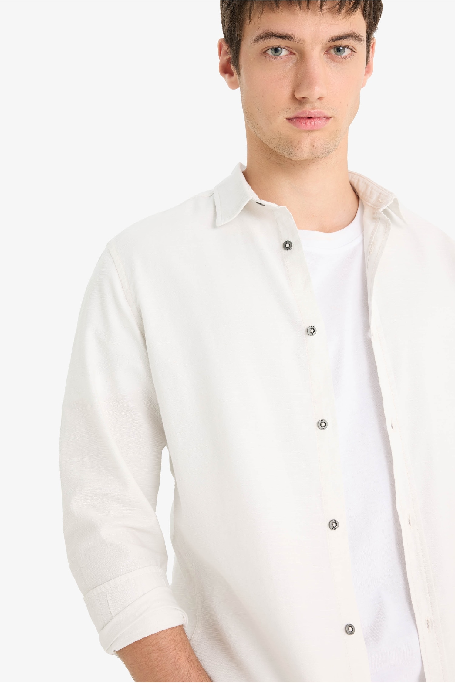 Chemise slim fit en coton à manches longues