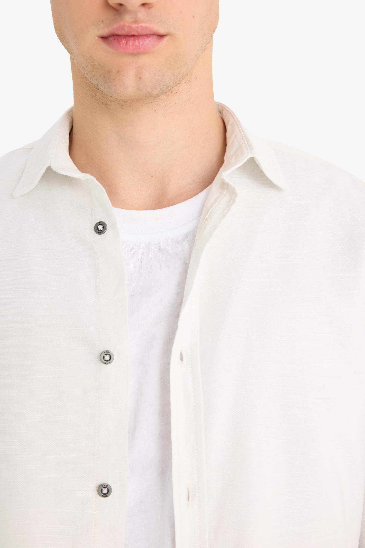 Chemise slim fit en coton à manches longues