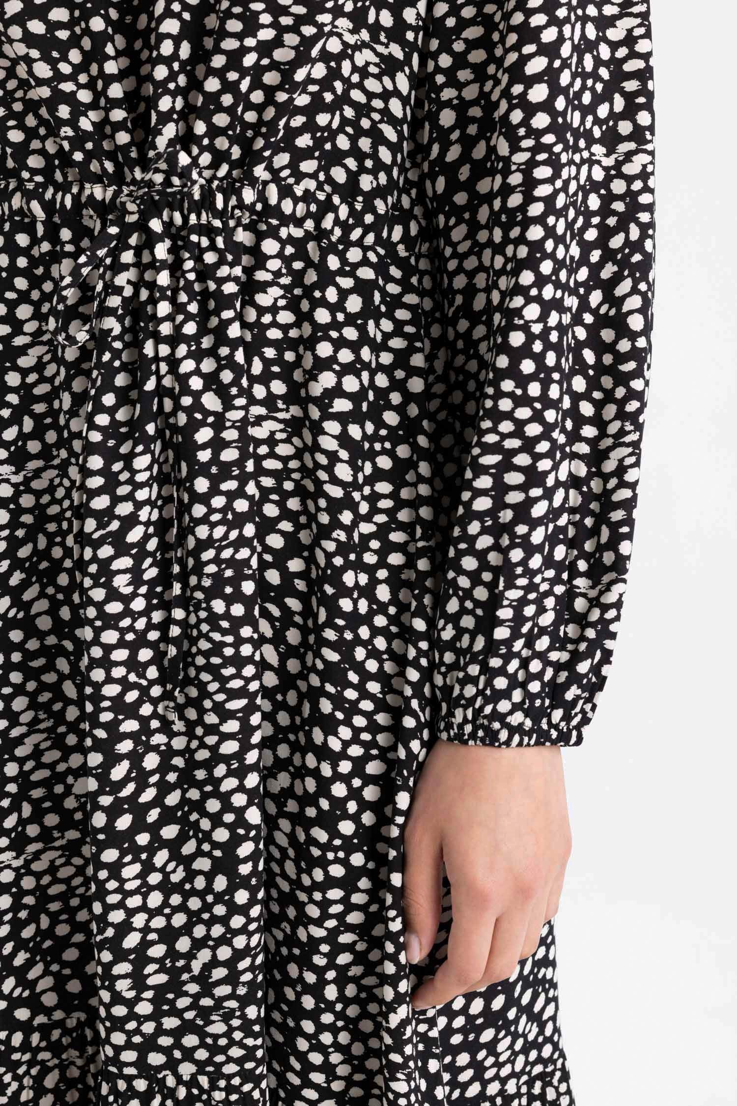 فستان فيسكوز كم طويل مطبوع قصة عادية