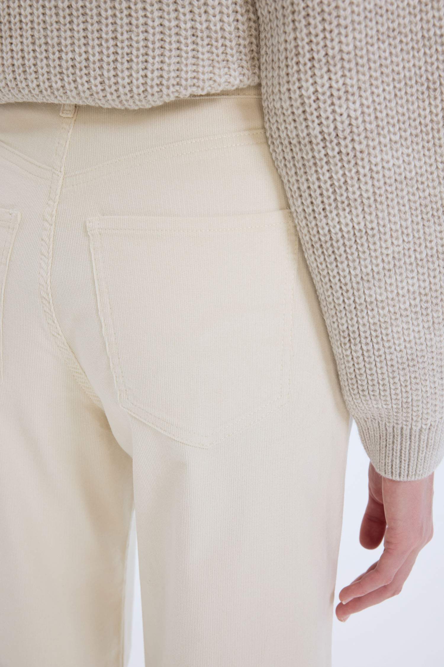 Fitilli Kadife Pantolon Wide Leg Yüksek Bel Geniş Bol Paça Basic Düz Cepli