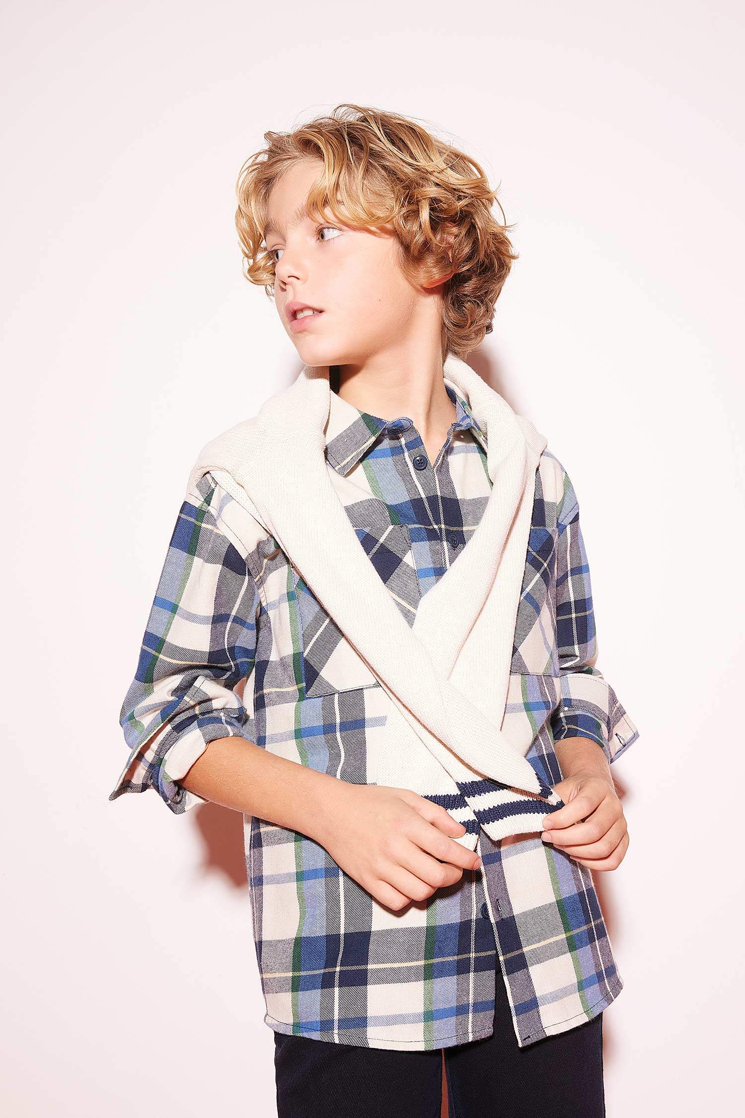 Ұлдарға поло жаға ұзын жеңді Ұзын жеңді көйлек