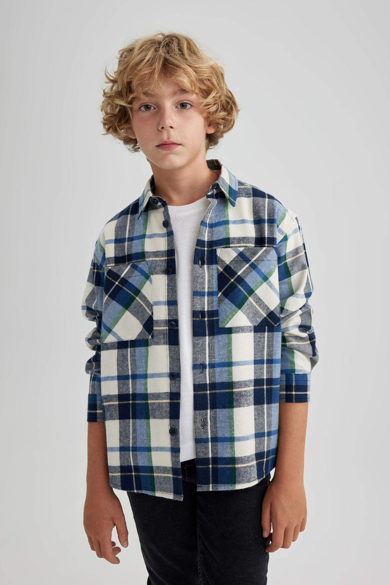 Ұлдарға поло жаға ұзын жеңді Ұзын жеңді көйлек