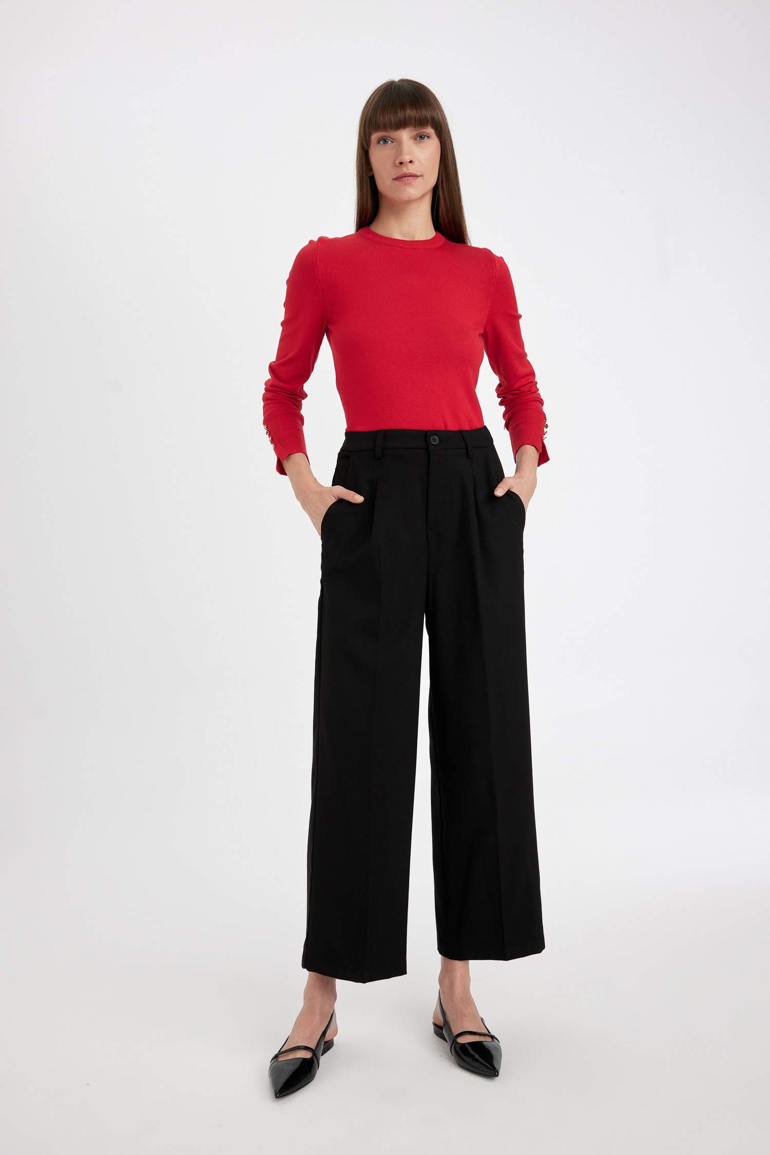 Regular Fit Soft Texture Button Detailed Pullover