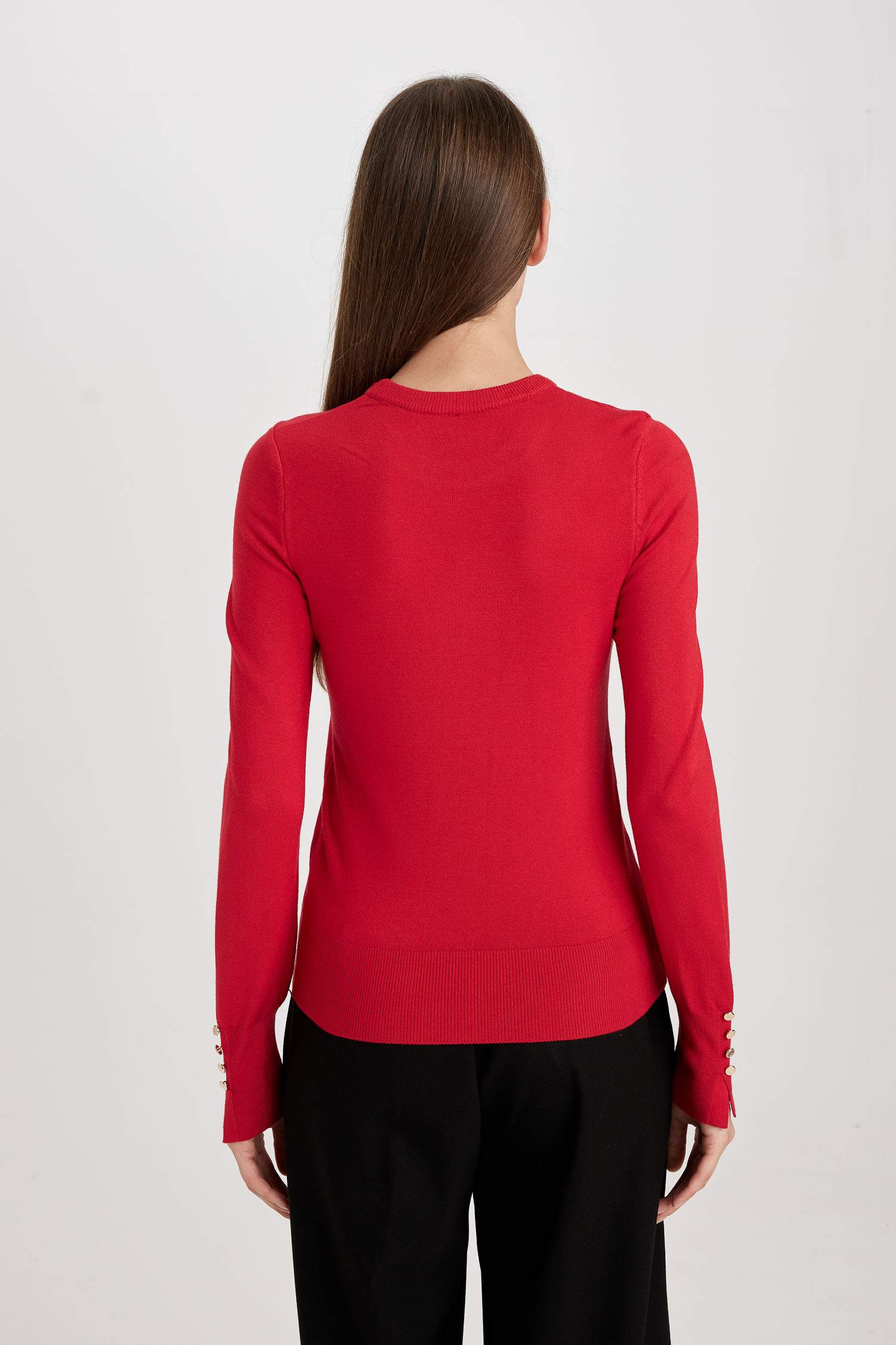 Regular Fit Soft Texture Button Detailed Pullover