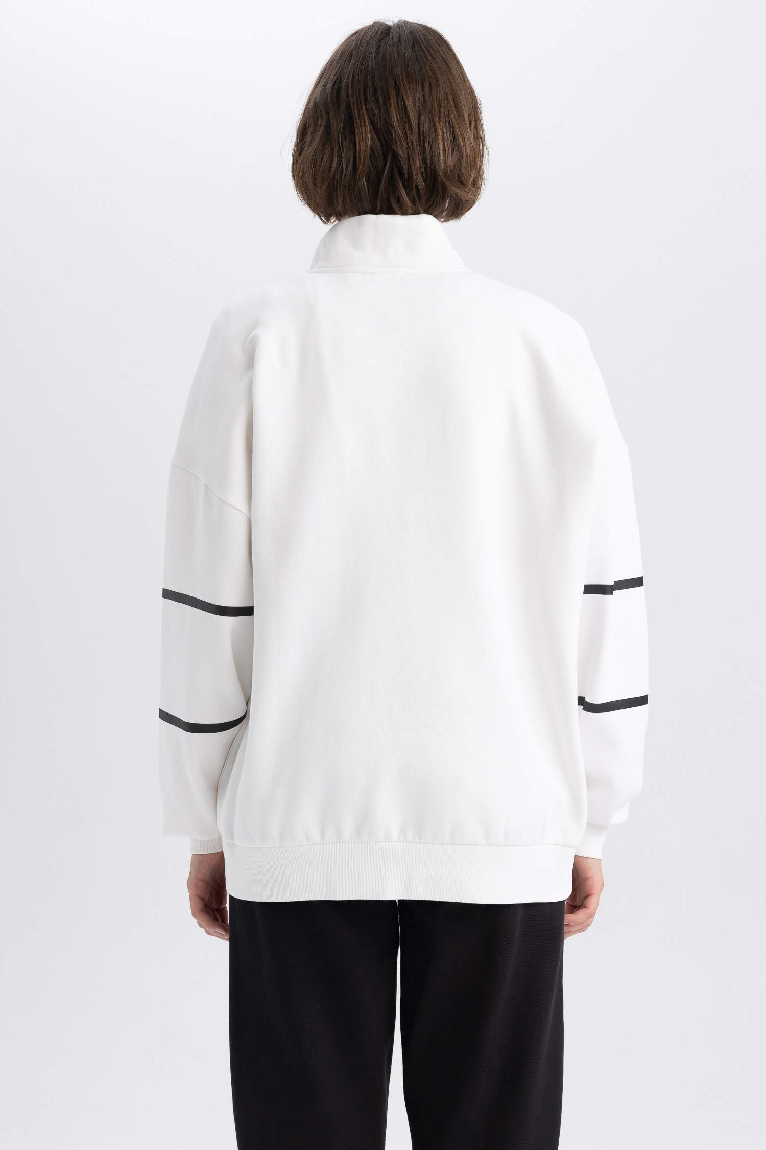 Світшот оверсайз на блискавці з принтом з товстої тканини для жінок