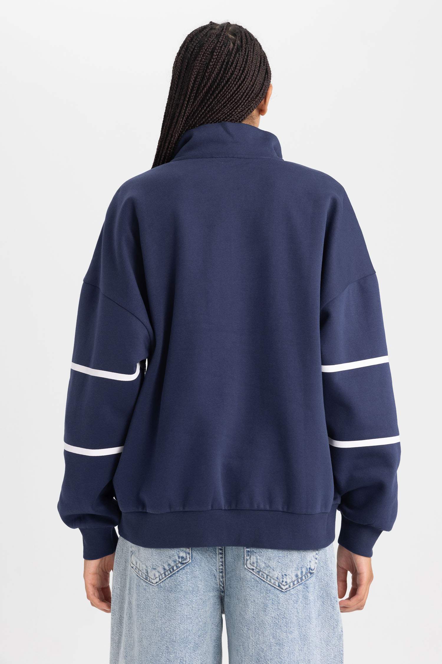 Світшот оверсайз на блискавці з принтом з товстої тканини для жінок