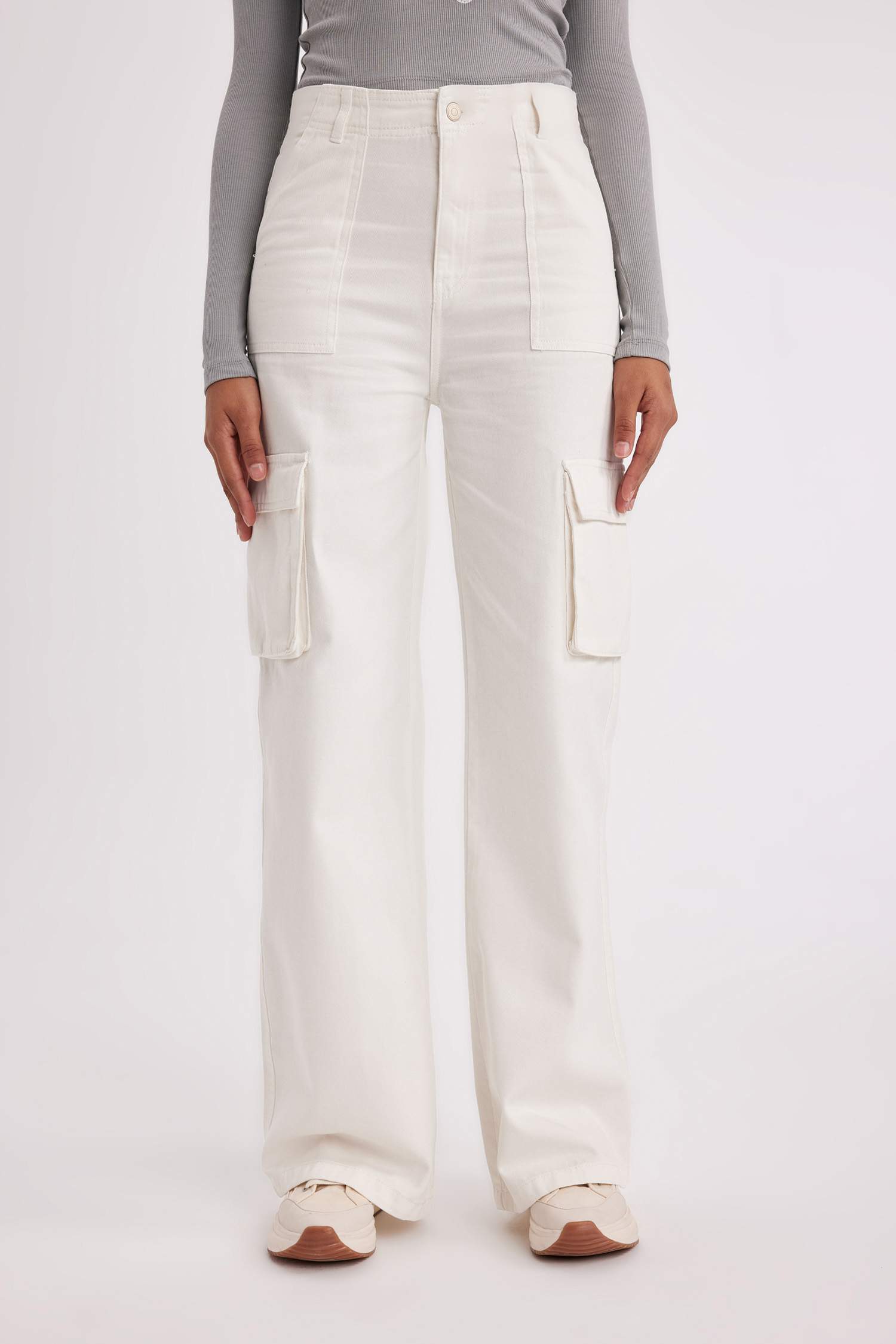 Брюки Wide Leg с высокой талией из габардина