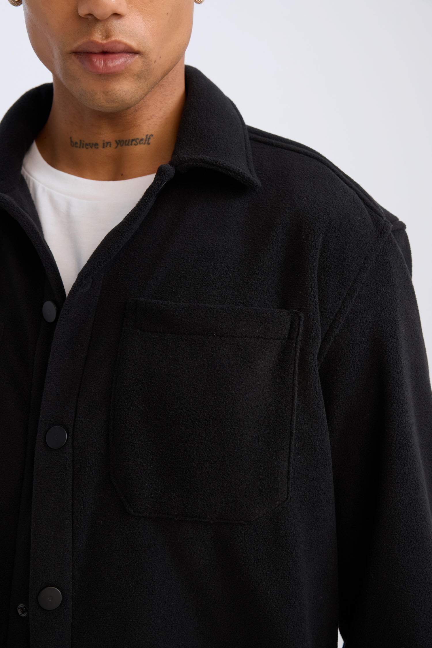 Relax Fit Polar Uzun Kollu Siyah Gömlek