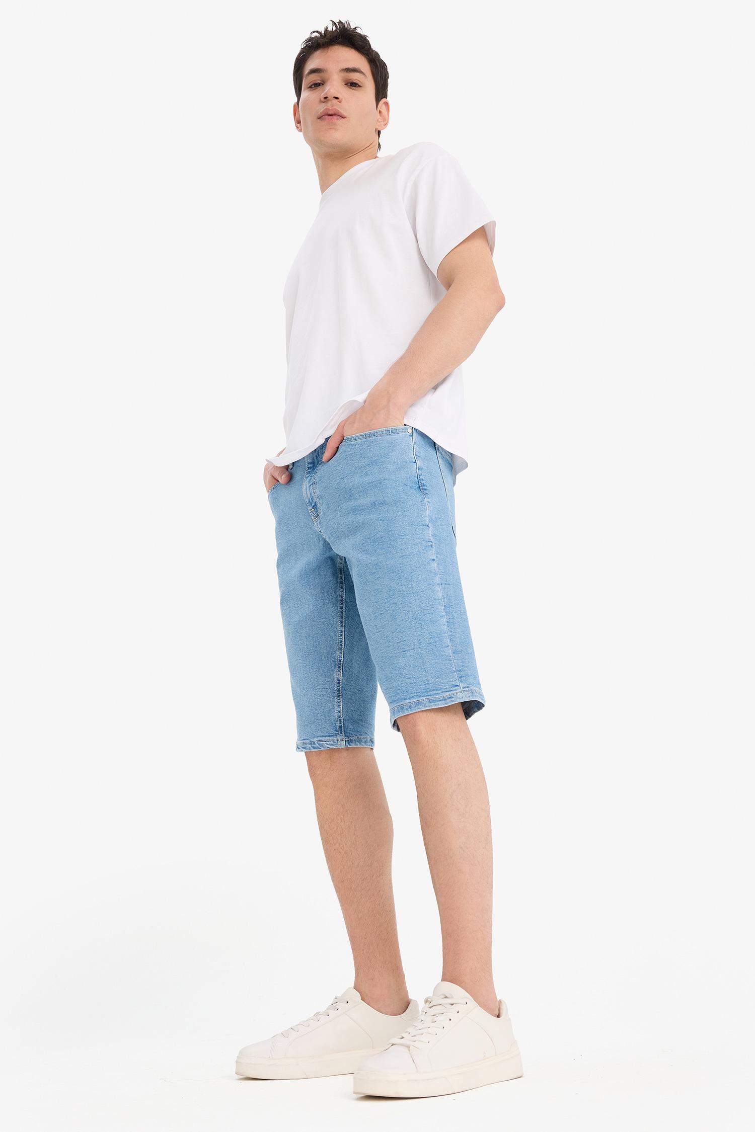 Regular Fit Denim Bermuda