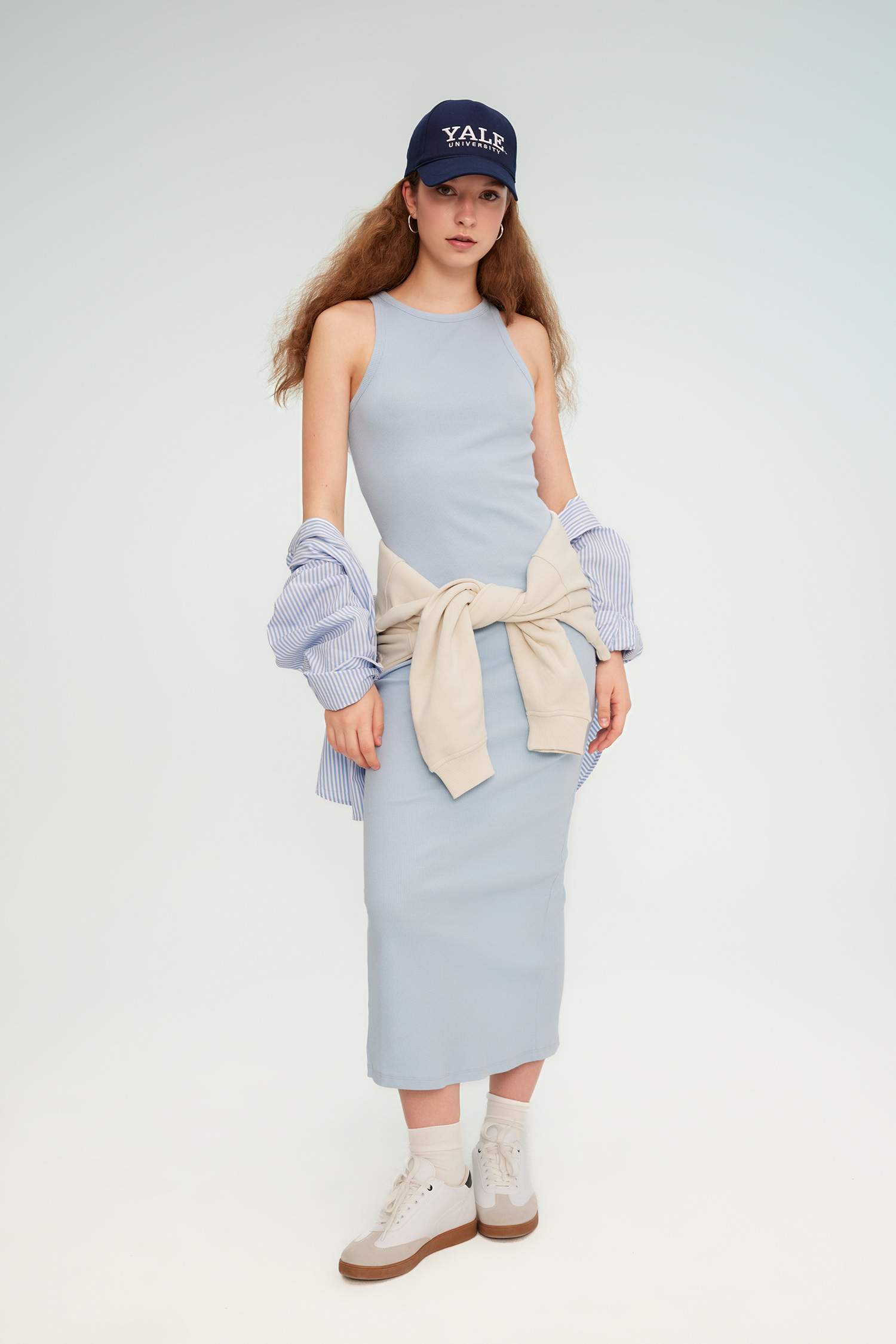 Bodycon Halter Yaka Fitilli Kaşkorse Maxi Kolsuz Elbise