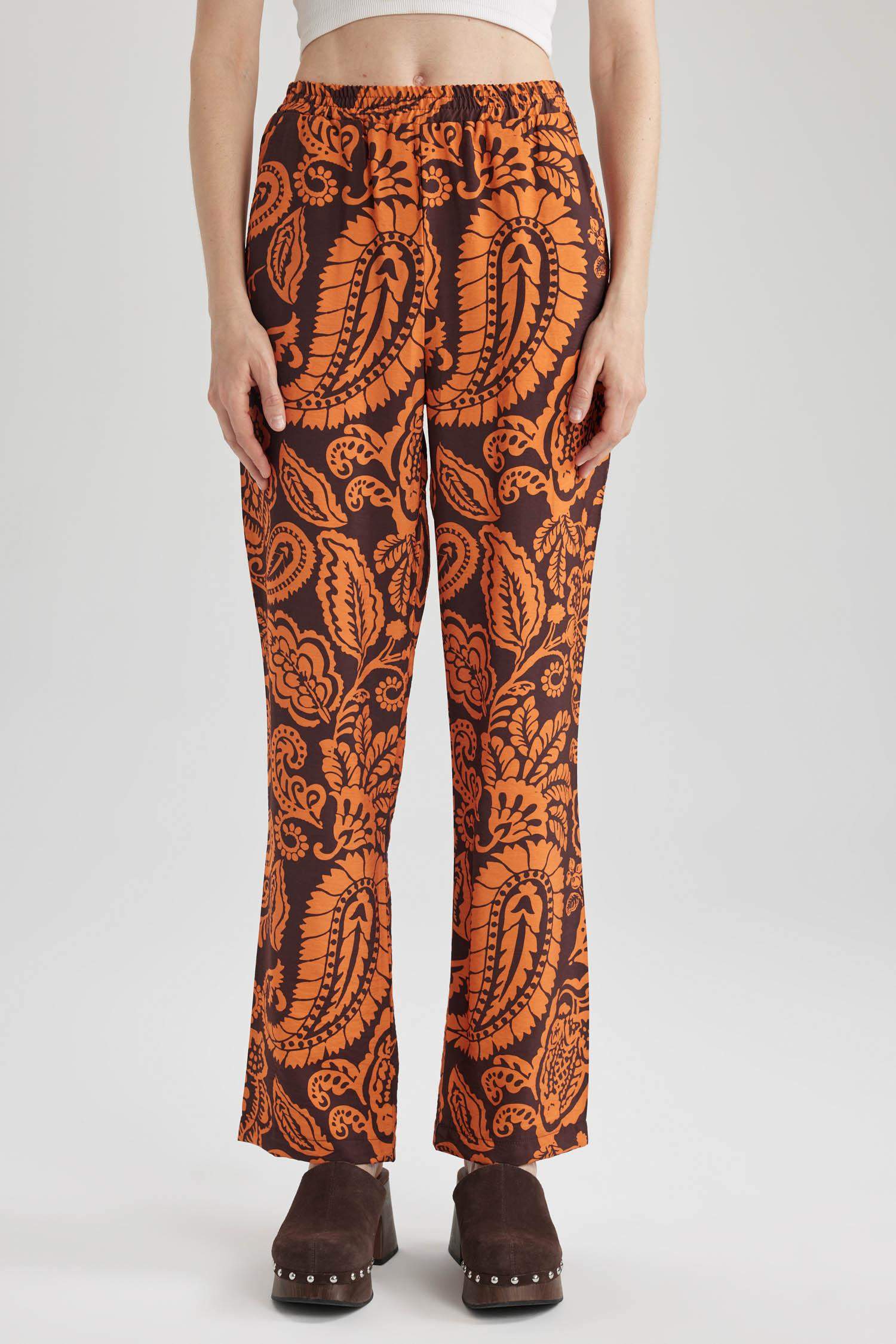 Straight Fit High Waist Flared Long Trousers