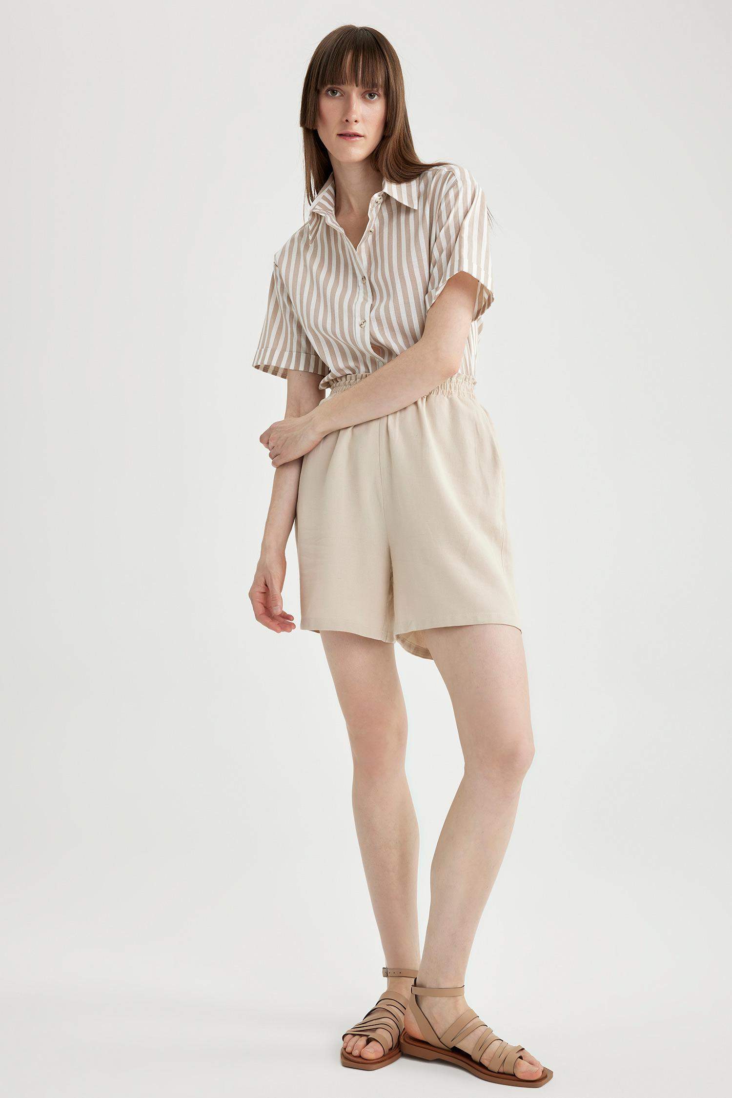 Шорты папербаг широкие из льна