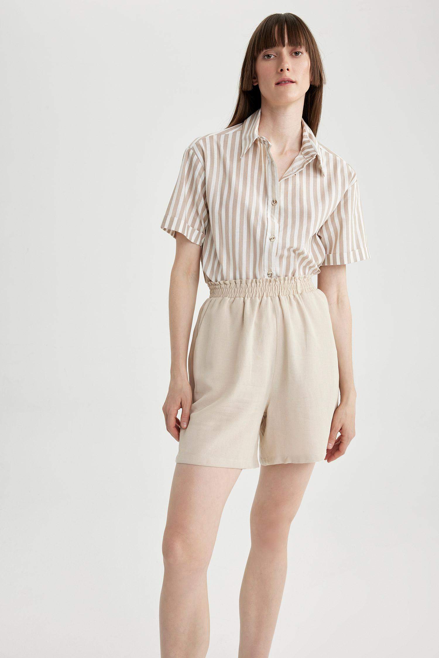 Шорты папербаг широкие из льна