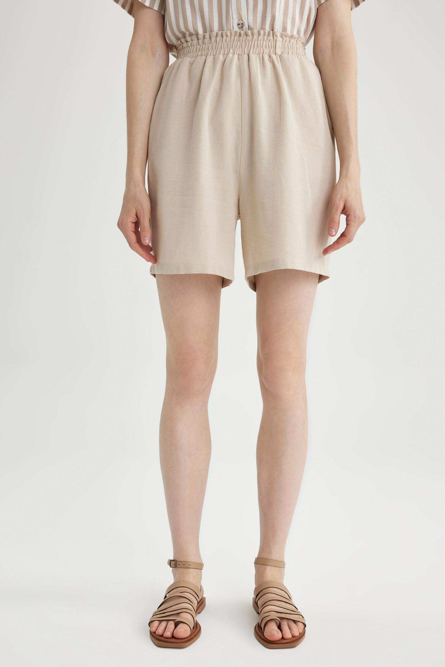 Шорты папербаг широкие из льна