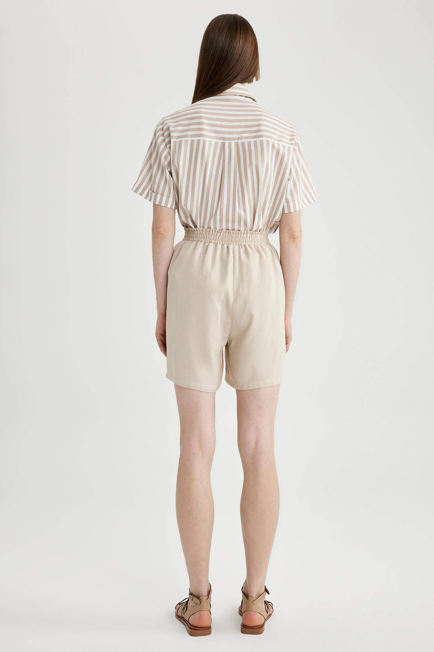 Шорты папербаг широкие из льна