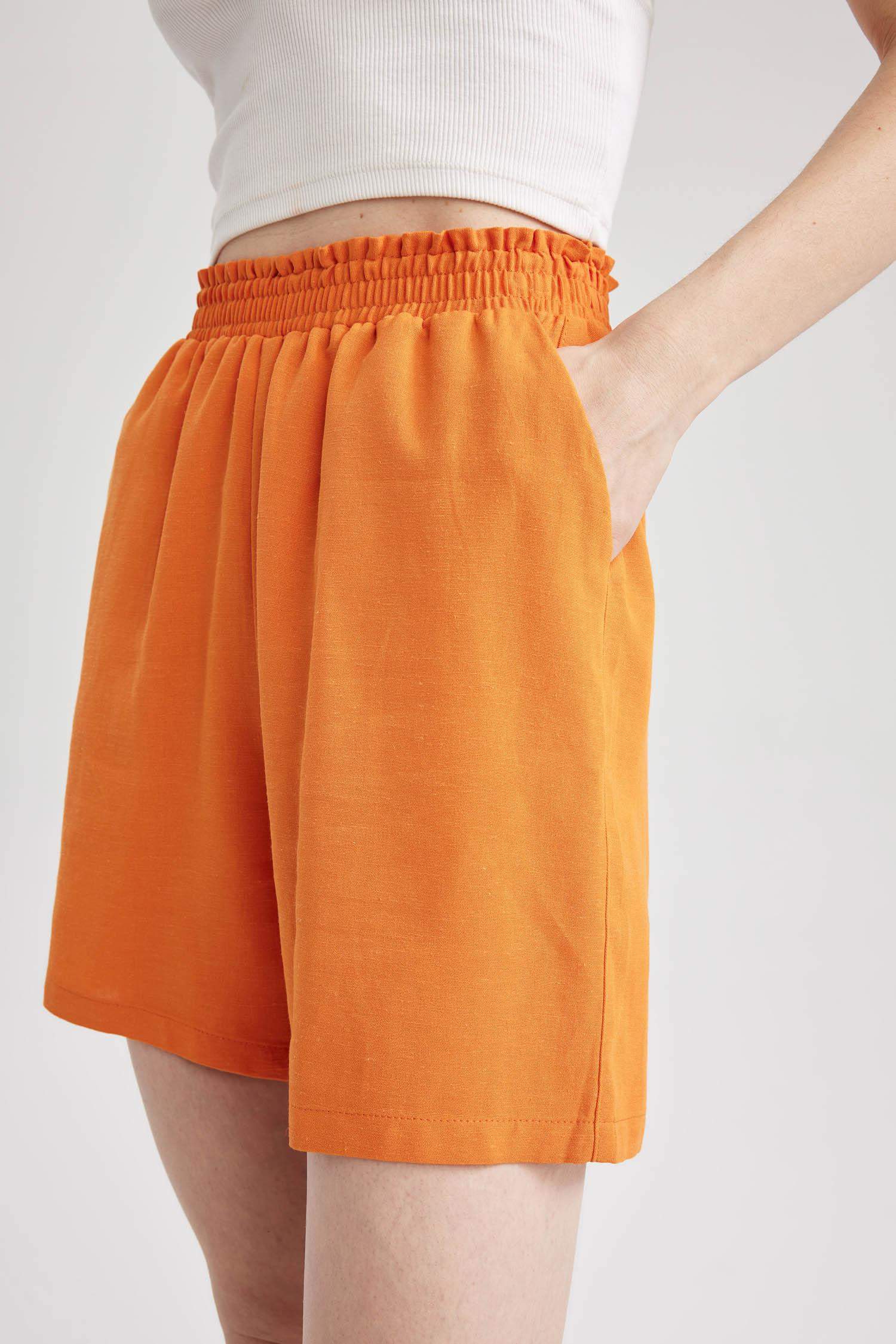 Шорты папербаг широкие из льна