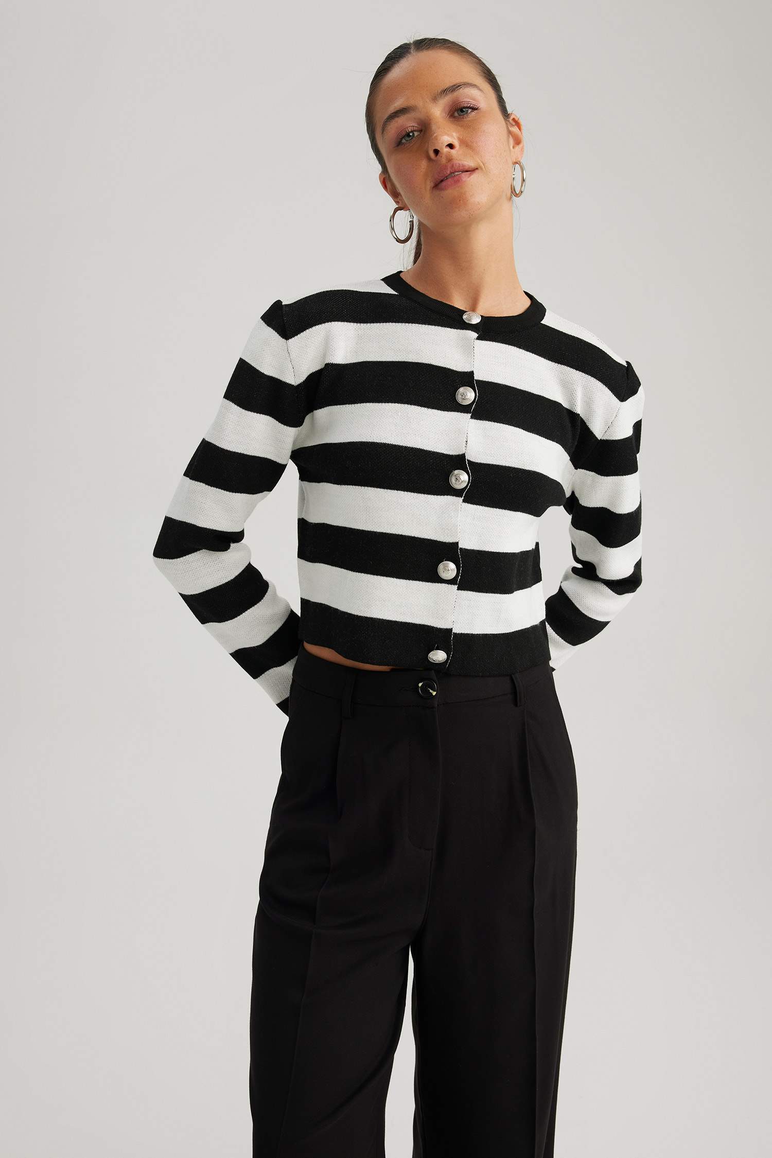 Regular Fit Crew Neck Pique Cardigan