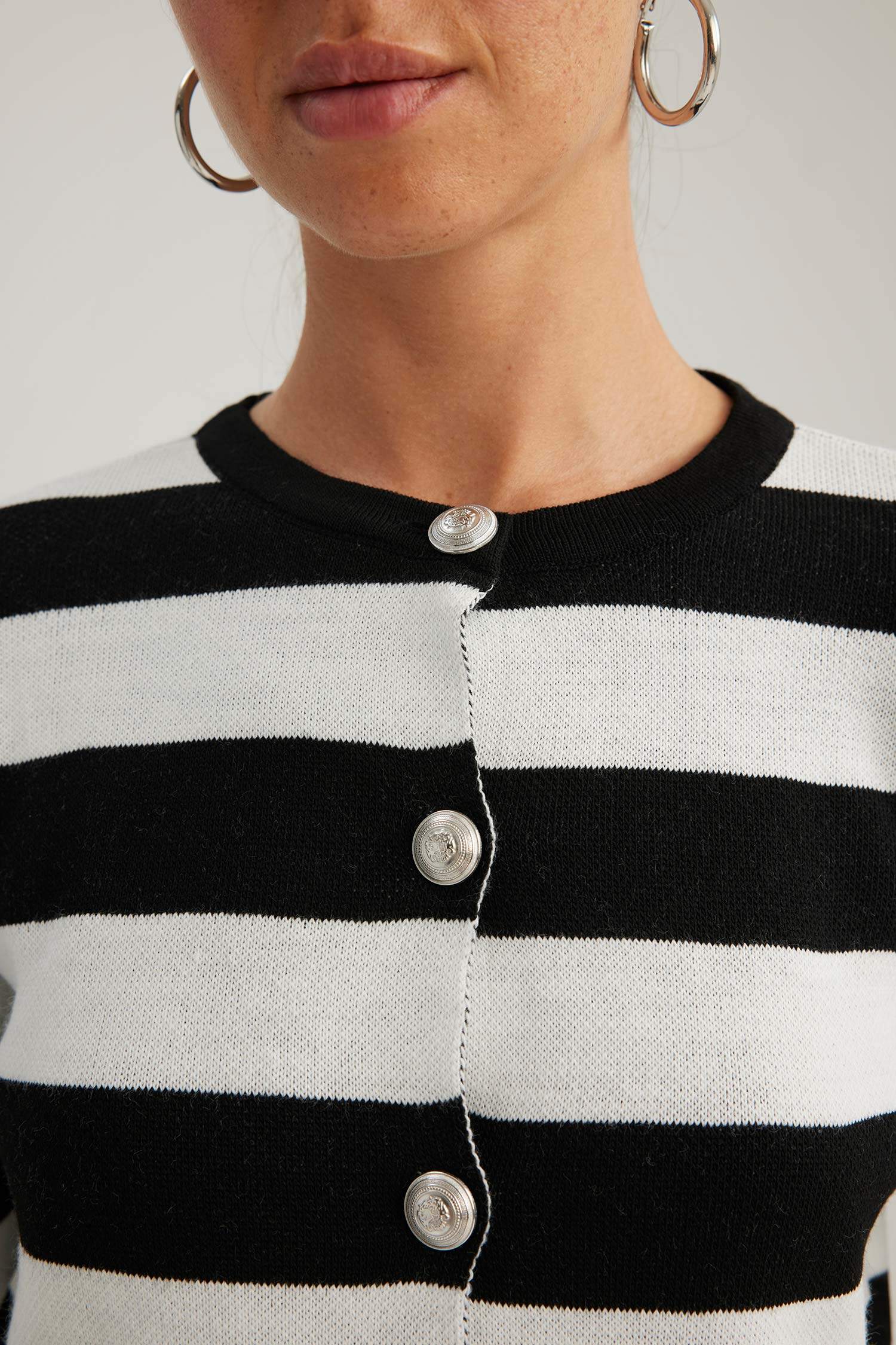 Regular Fit Crew Neck Pique Cardigan