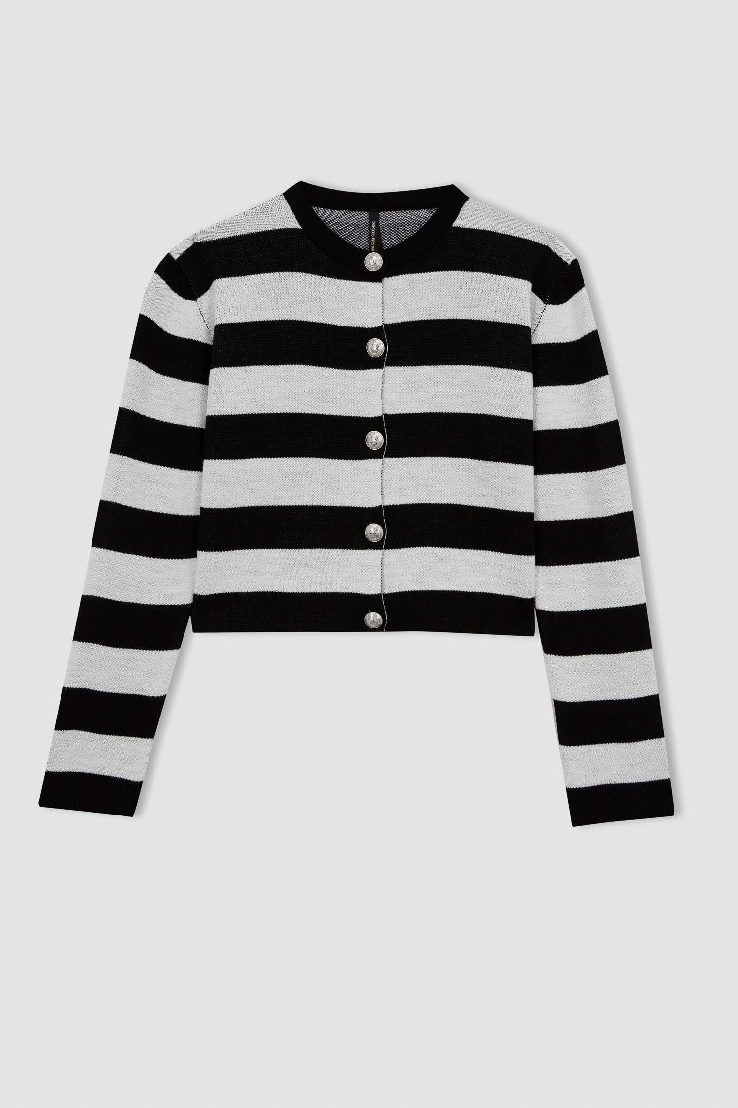 Regular Fit Crew Neck Pique Cardigan