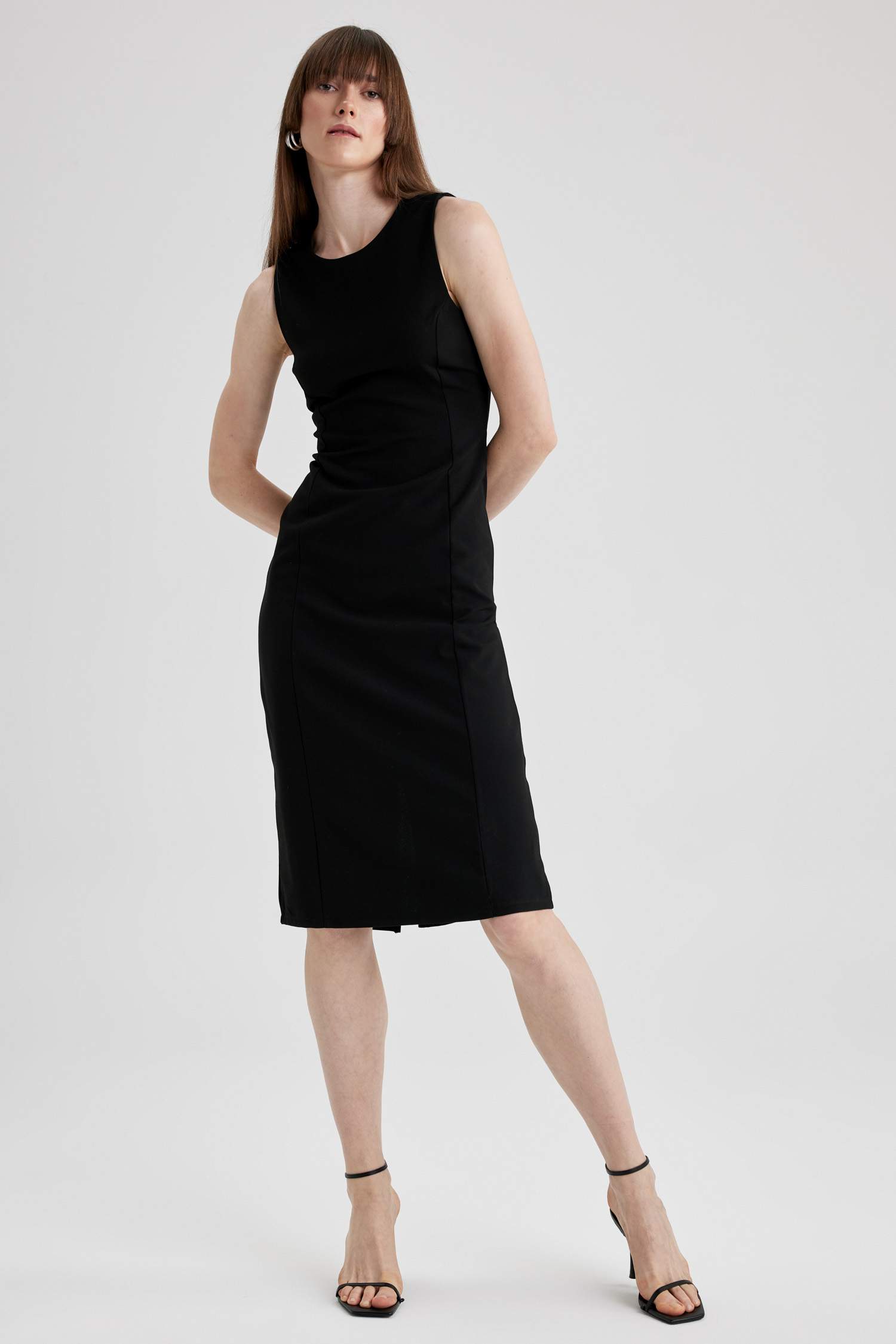 Crew Neck Sleeveless Midi Short Sleeve Dress