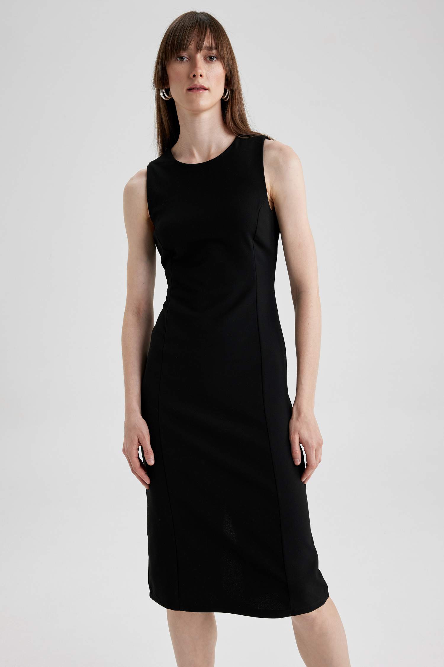 Crew Neck Sleeveless Midi Short Sleeve Dress