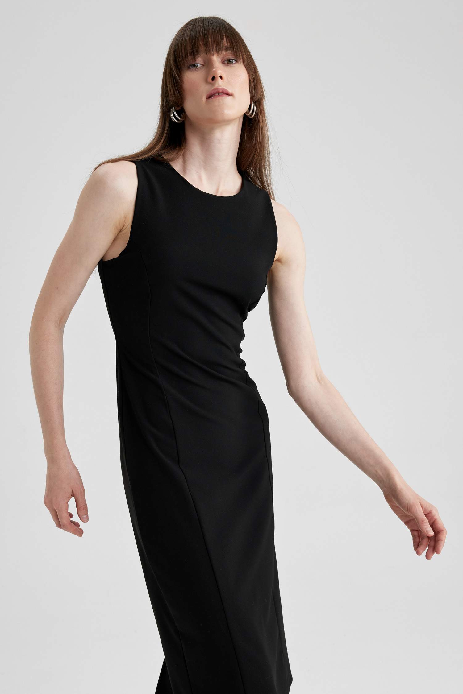 Crew Neck Sleeveless Midi Short Sleeve Dress