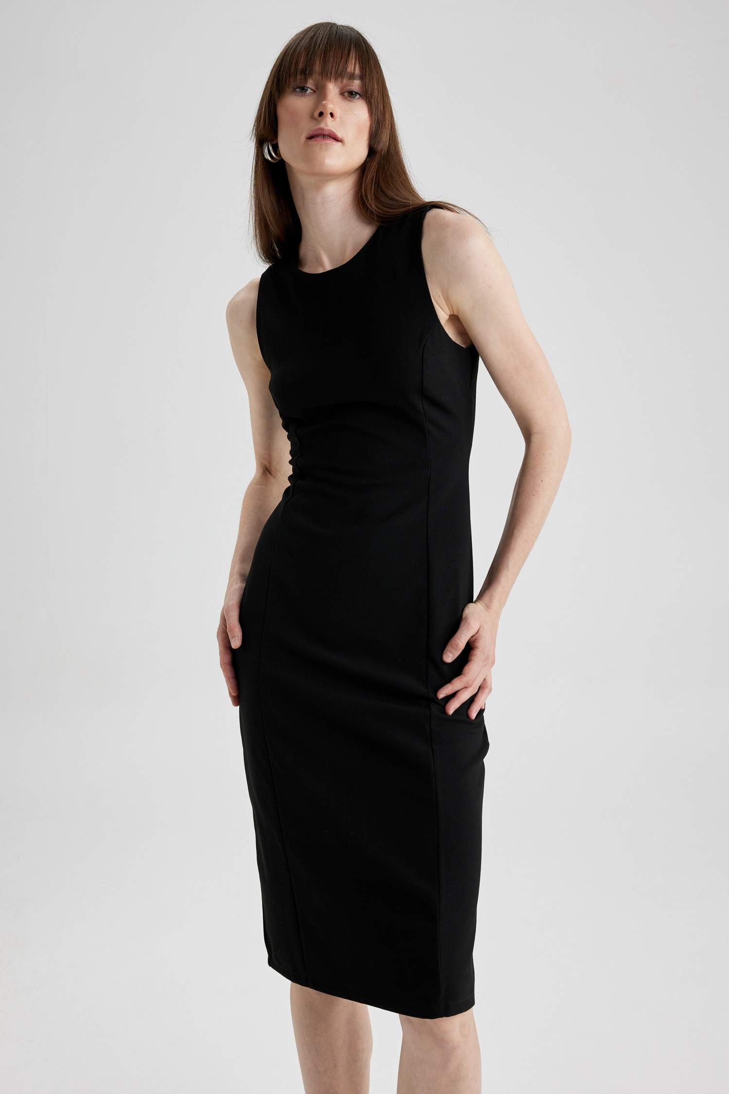 Crew Neck Sleeveless Midi Short Sleeve Dress