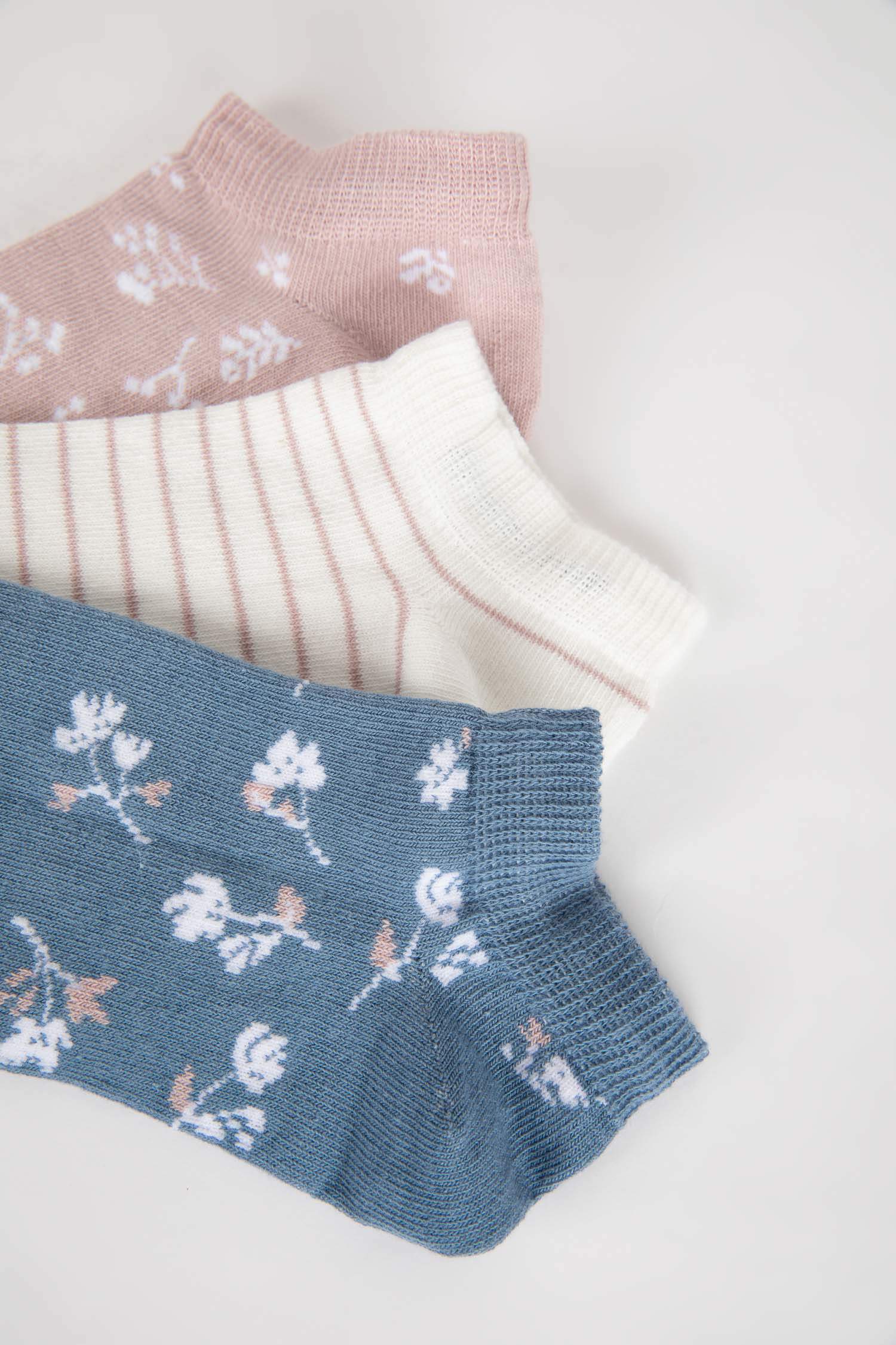 Kadın 3'lü Pamuklu Patik Çorap