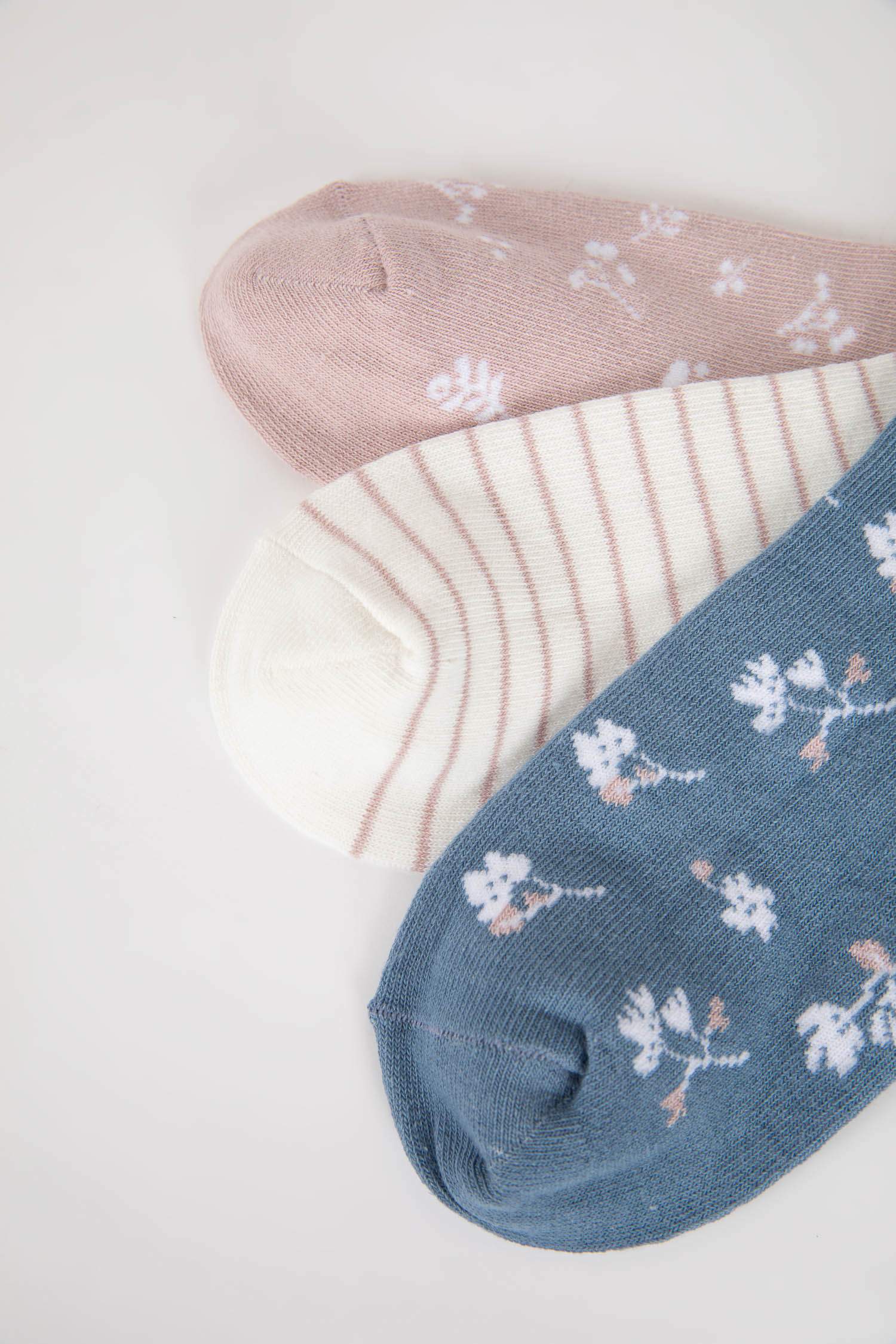 Kadın 3'lü Pamuklu Patik Çorap