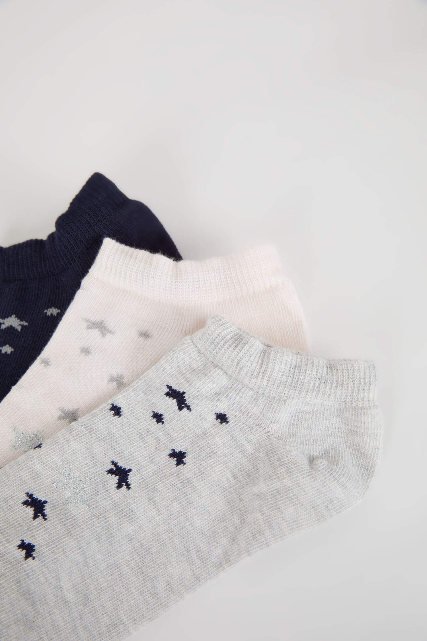 Kadın 3'lü Pamuklu Patik Çorap