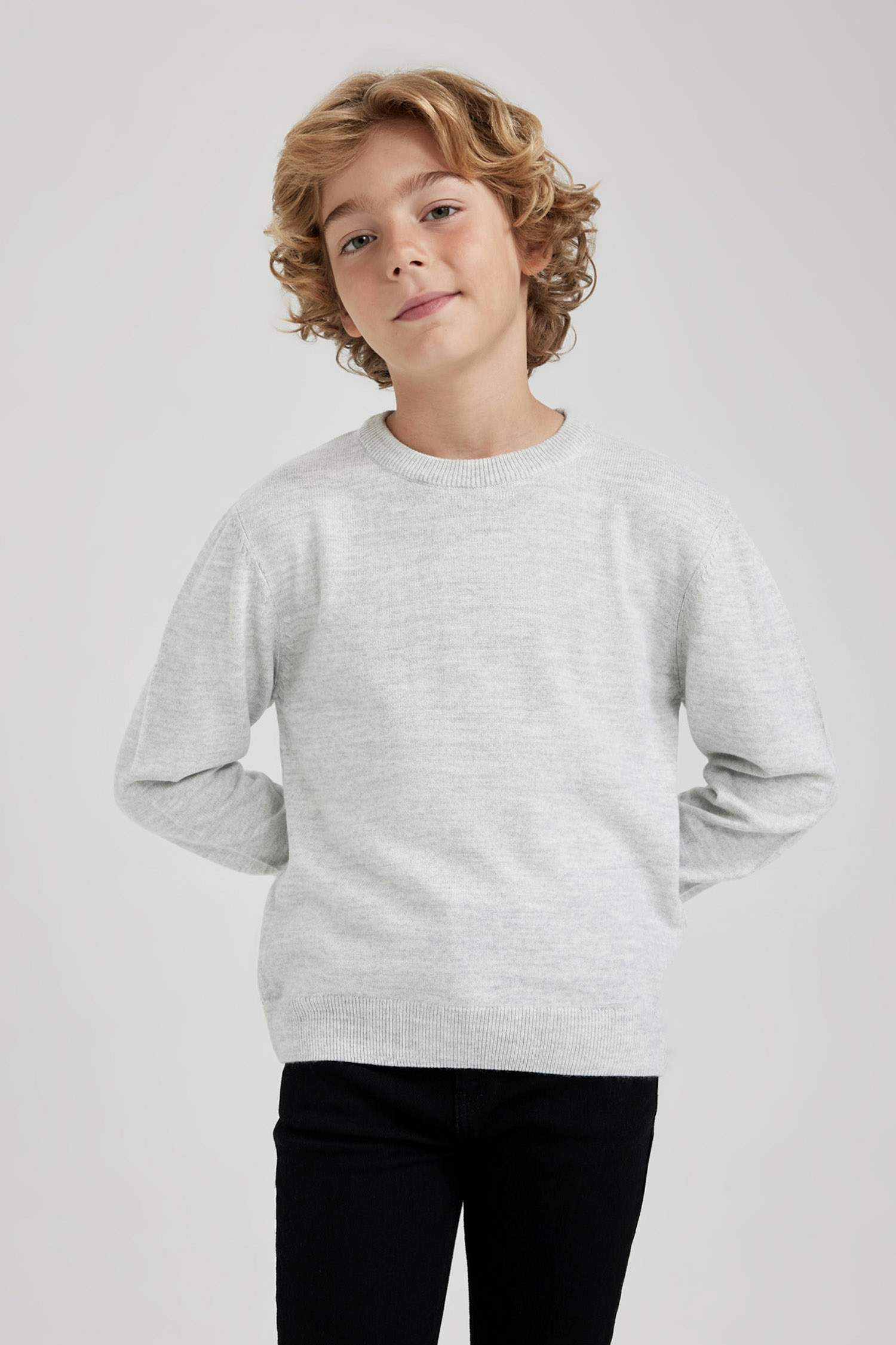 Grey BOYS & TEENS Boy Regular Fit Crew Neck Pullover 2831163 | DeFacto