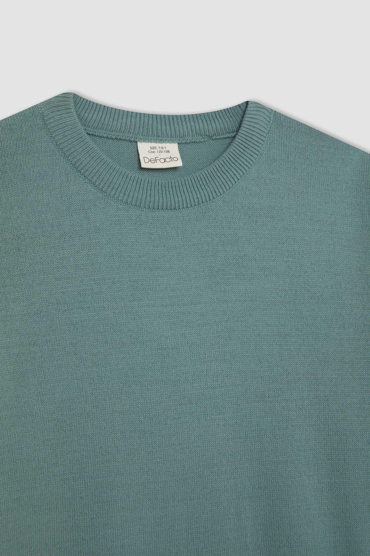 Erkek Çocuk Bisiklet Yaka Basic Düz Triko Kazak