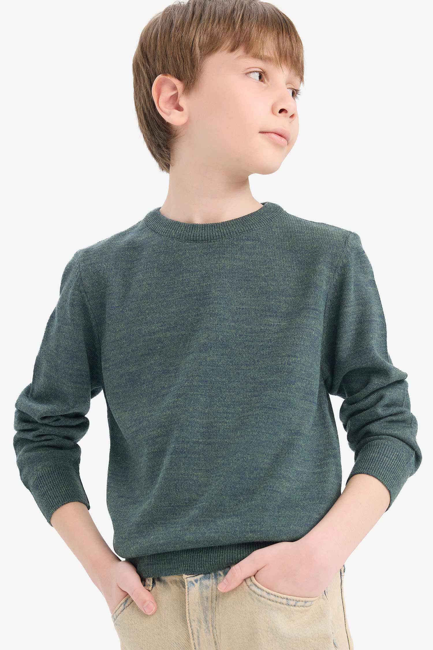 Boy Regular Fit Crew Neck Knit Pullover
