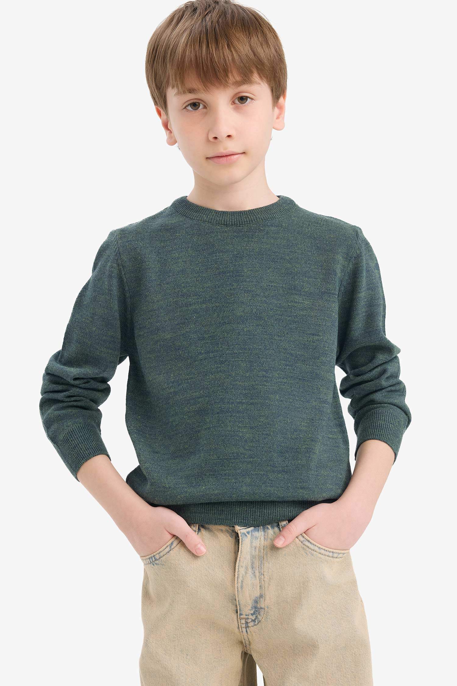 Boy Regular Fit Crew Neck Knit Pullover