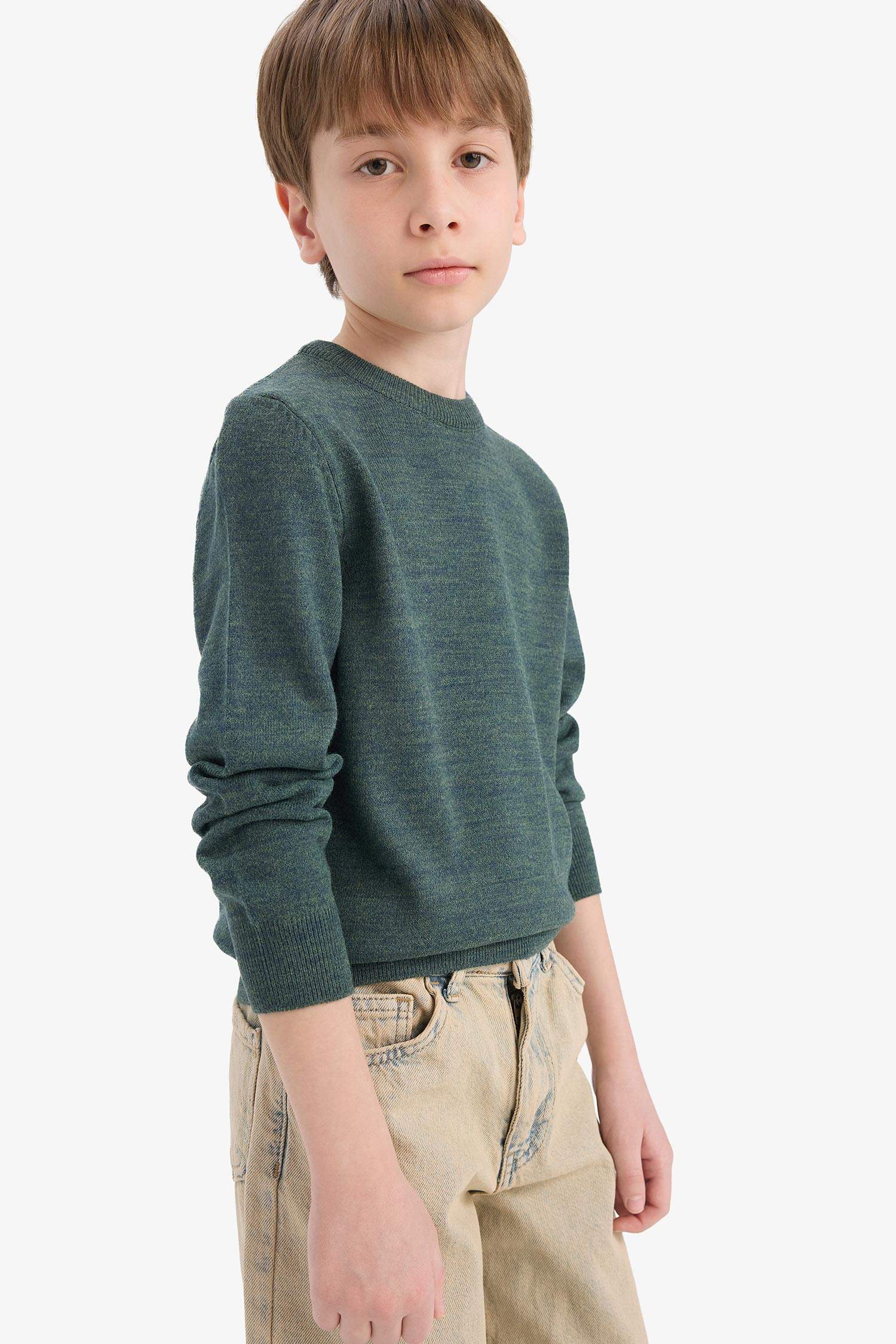 Boy Regular Fit Crew Neck Knit Pullover